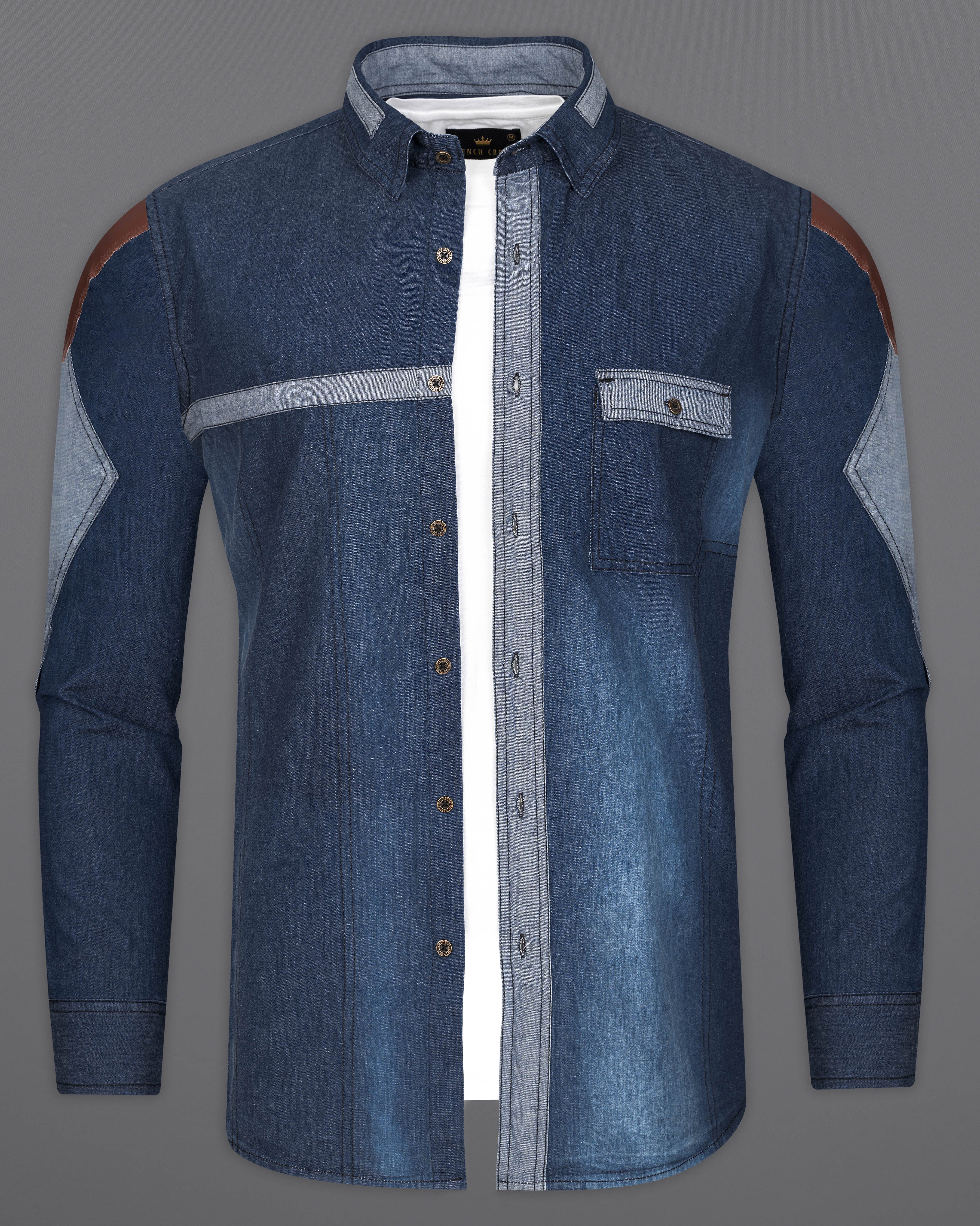 Buy Men's Super Denim Blue Shirt Online | SNITCH
