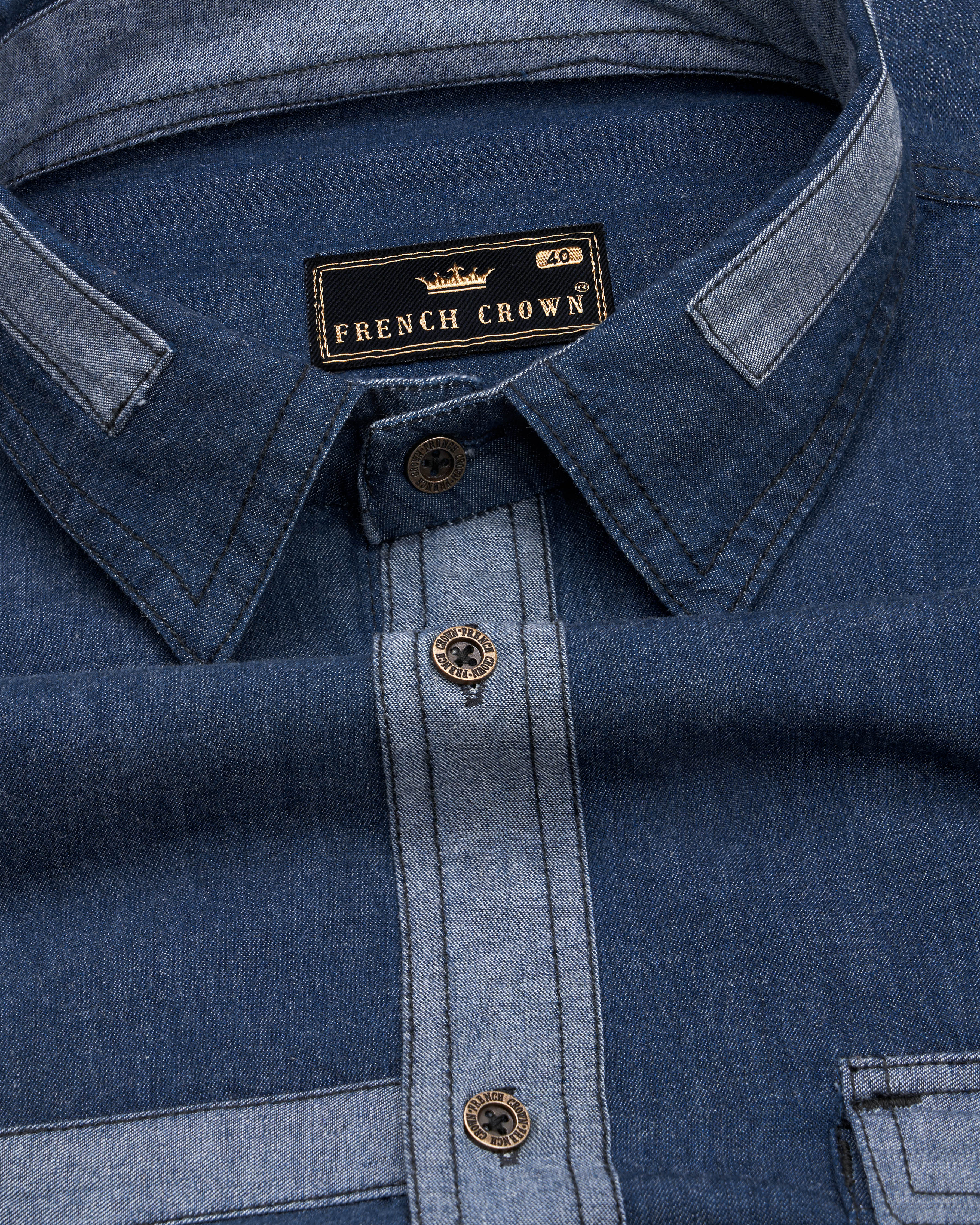 Muted Blue with Midnight Navy Blue Denim Casual Textured Premium Cotton  Shirt For Men - Rare Rabbit Shirts
