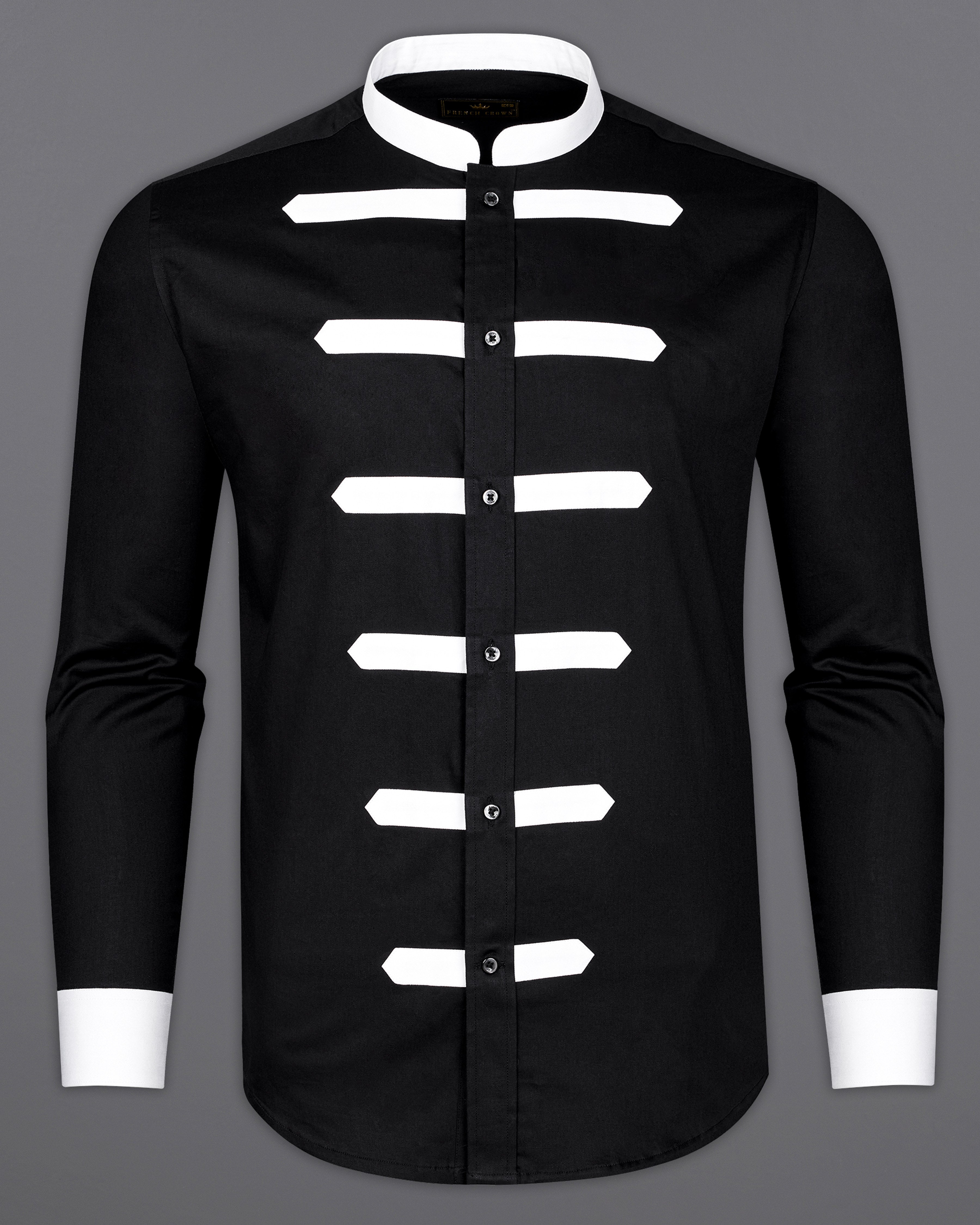 Jade Black with White Patch Work Super Soft Premium Cotton Designer Shirt