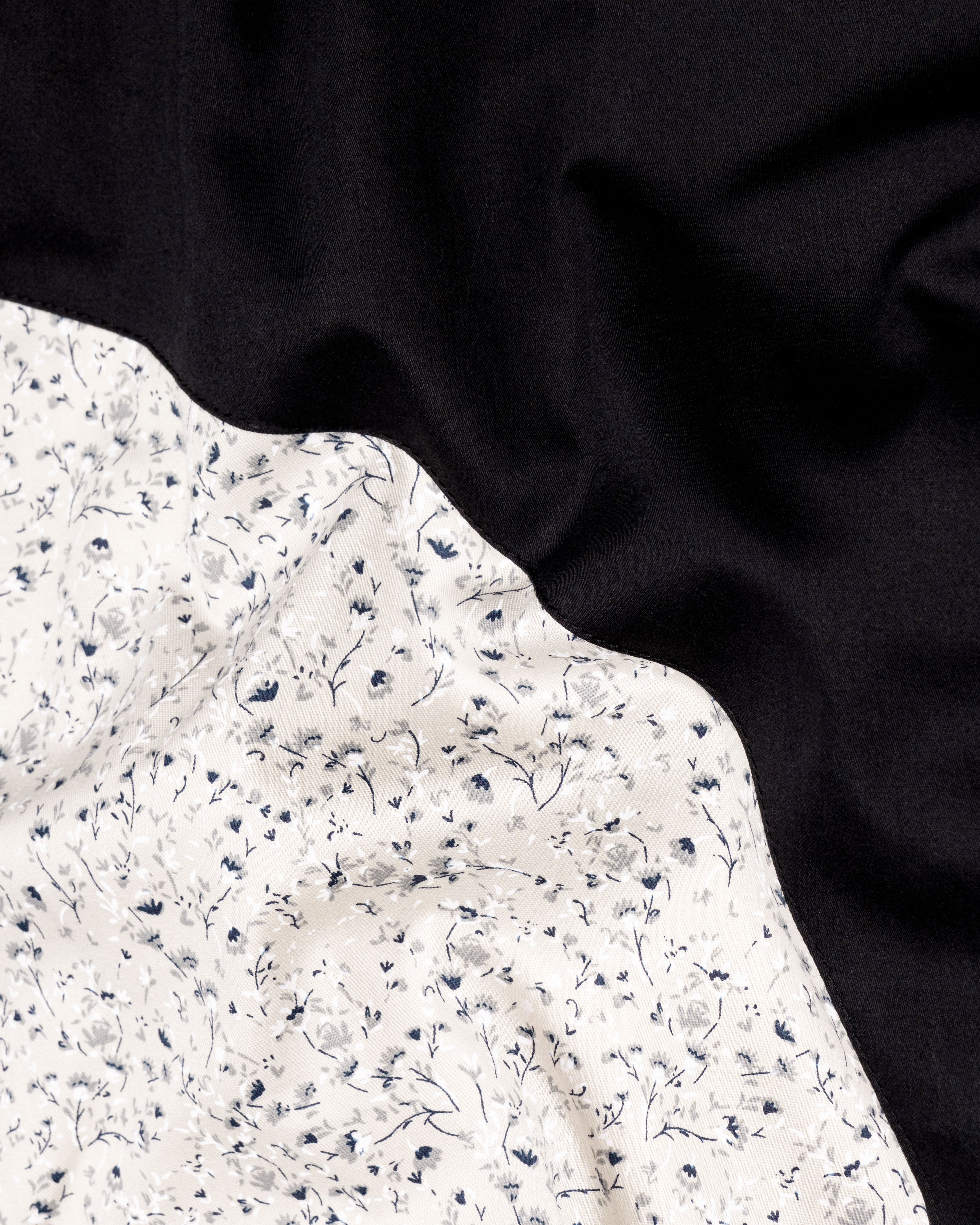 Fantasy Cream and Black Ditsy Casual Prints Premium Cotton Shirt