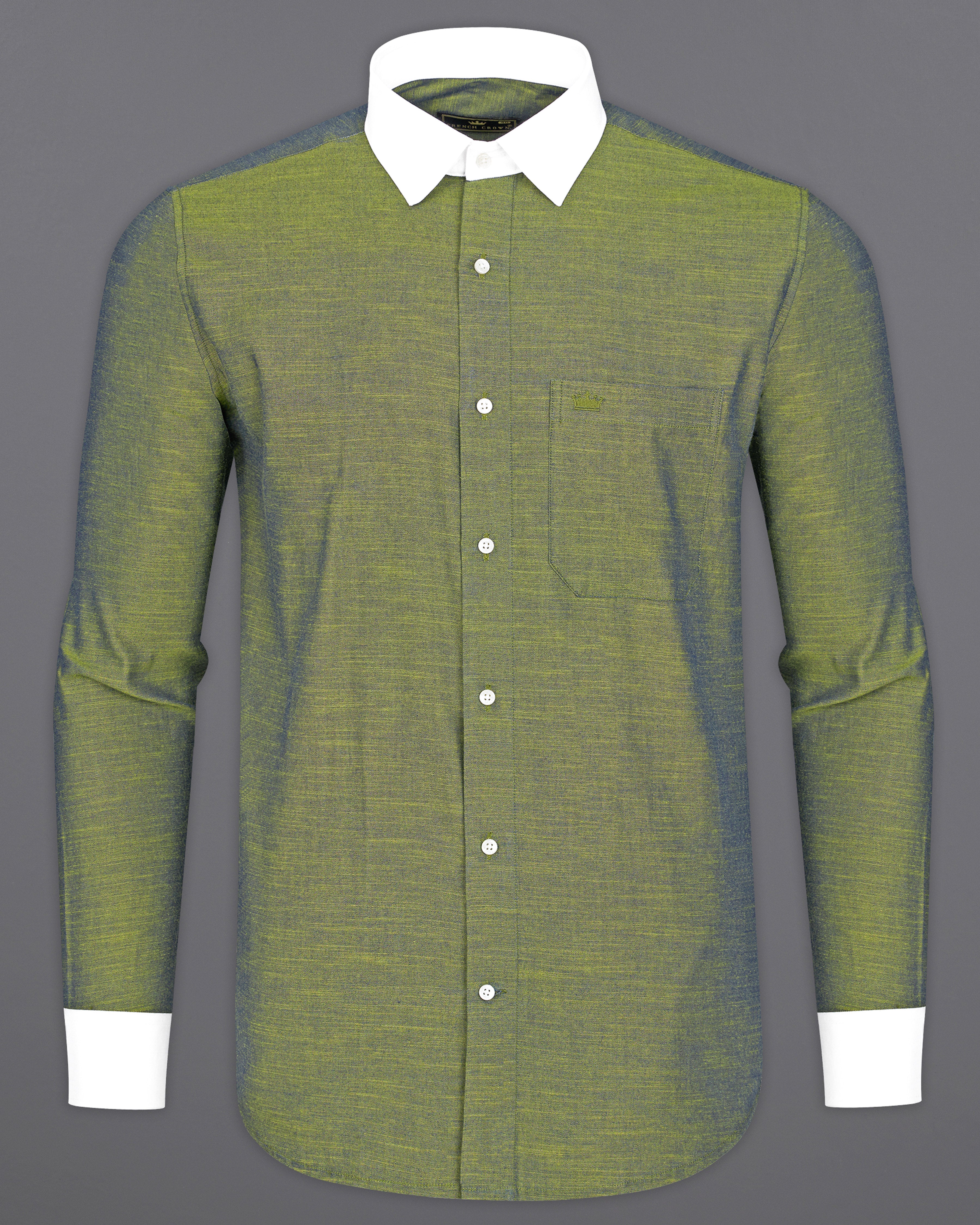 Moccasin Green with White Collar and Cuffs Luxurious Linen Shirt 9518-WCC-38, 9518-WCC-H-38, 9518-WCC-39, 9518-WCC-H-39, 9518-WCC-40, 9518-WCC-H-40, 9518-WCC-42, 9518-WCC-H-42, 9518-WCC-44, 9518-WCC-H-44, 9518-WCC-46, 9518-WCC-H-46, 9518-WCC-48, 9518-WCC-H-48, 9518-WCC-50, 9518-WCC-H-50, 9518-WCC-52, 9518-WCC-H-52