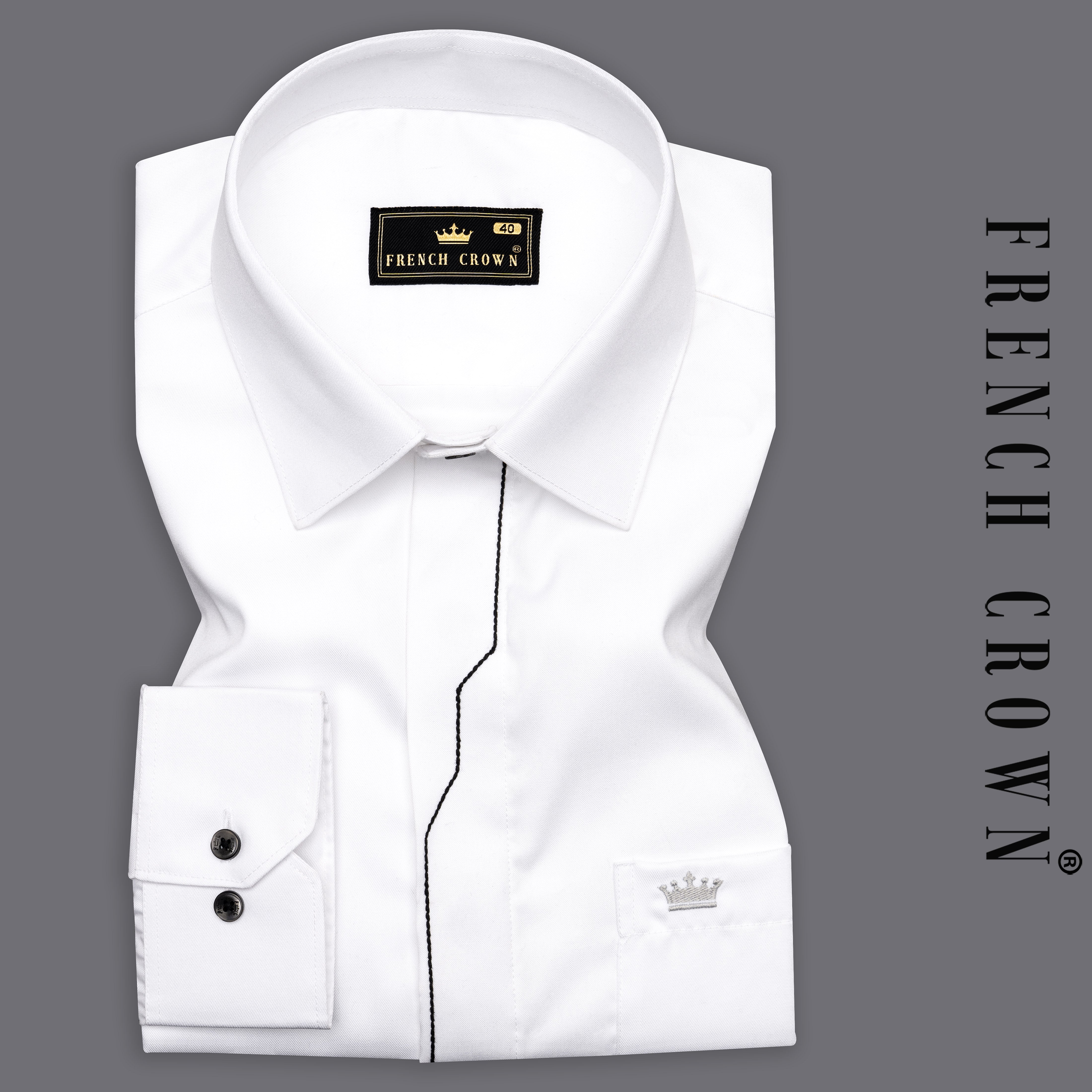 ka na ta classic shirt size1 ホワイト Bright White with Black Casual/Formal Plain-Solid Premium