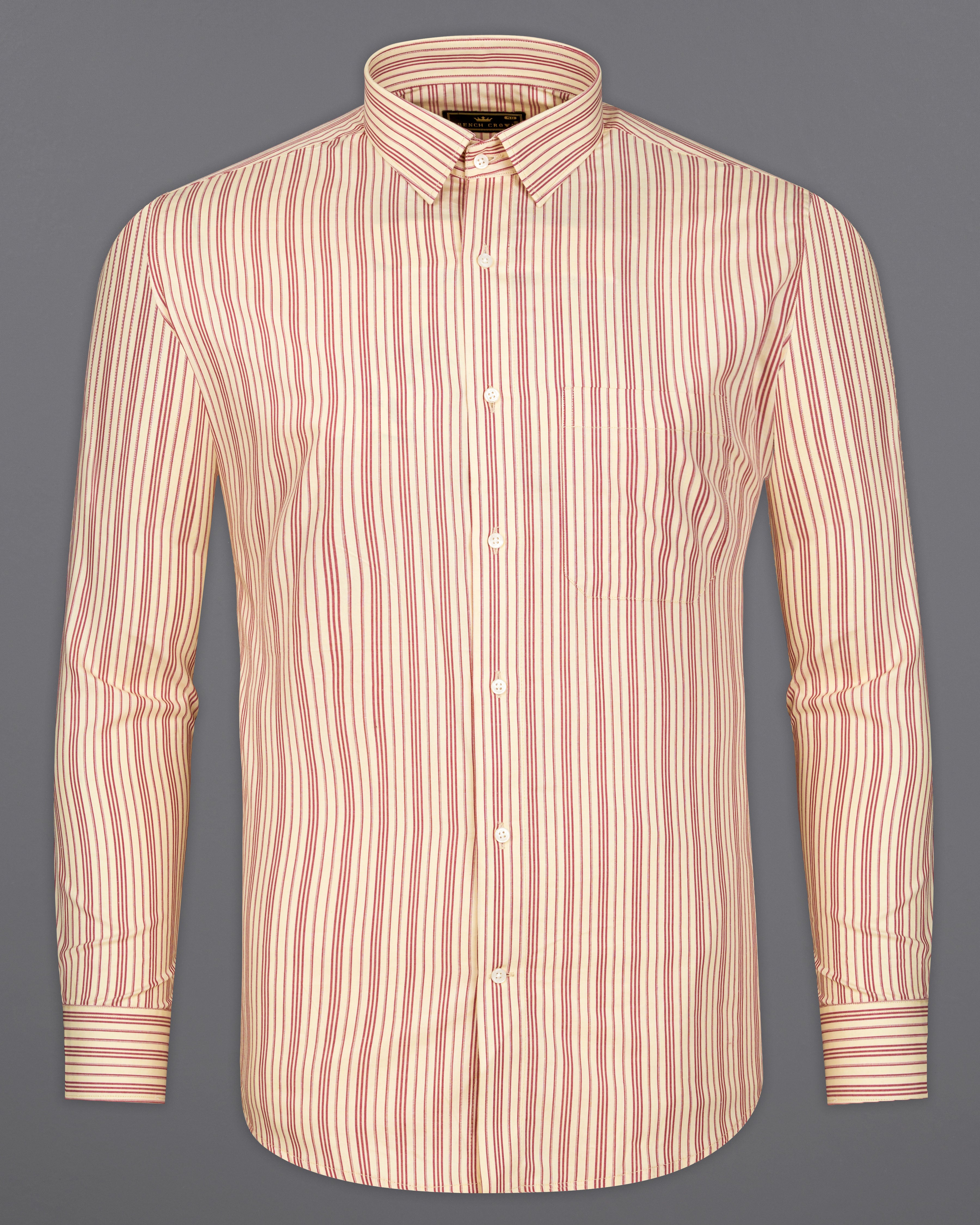 Tequila Cream with Sanguine Red Striped Premium Cotton Shirt 9542-38, 9542-H-38, 9542-39, 9542-H-39, 9542-40, 9542-H-40, 9542-42, 9542-H-42, 9542-44, 9542-H-44, 9542-46, 9542-H-46, 9542-48, 9542-H-48, 9542-50, 9542-H-50, 9542-52, 9542-H-52