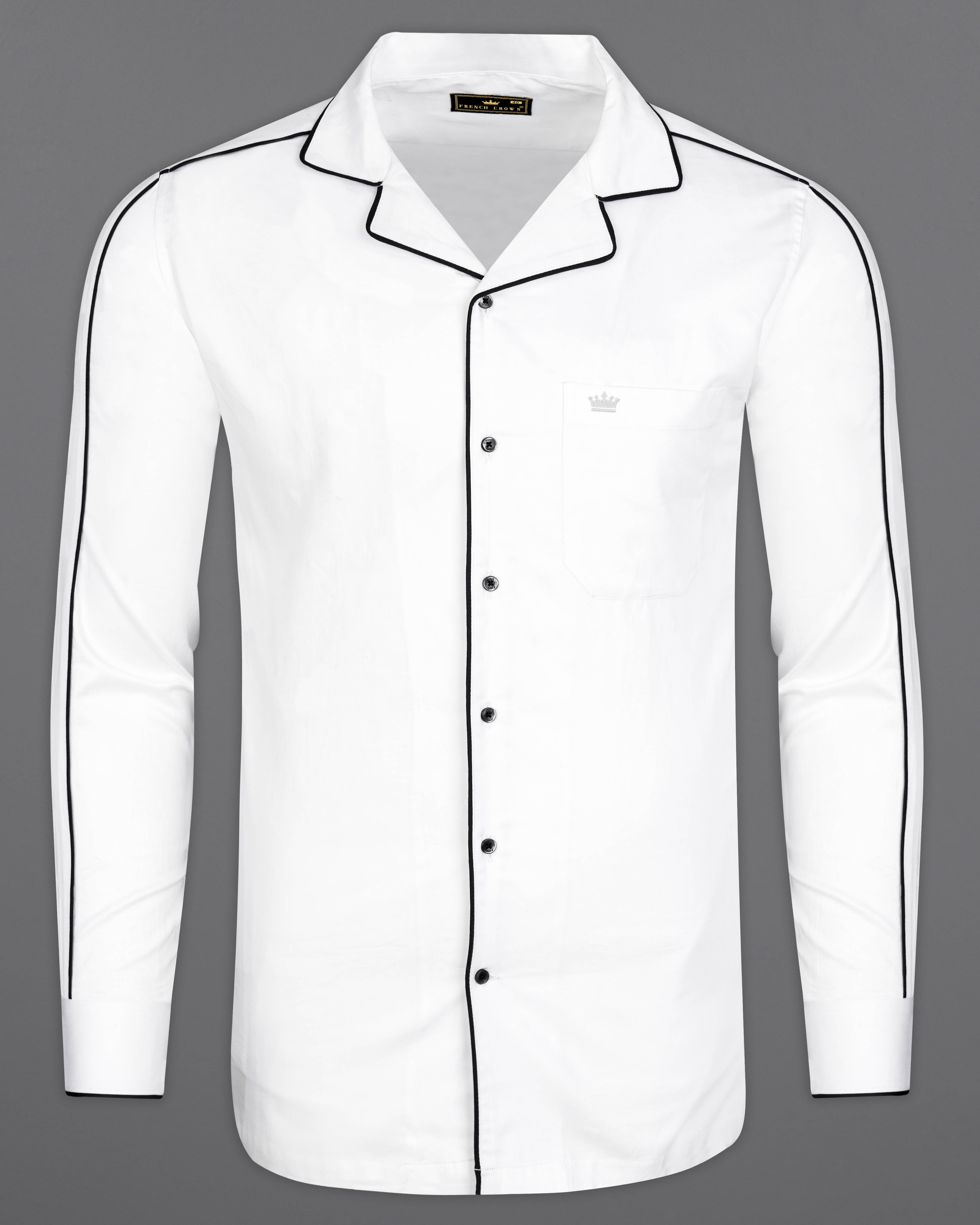 white shirt black patti design
