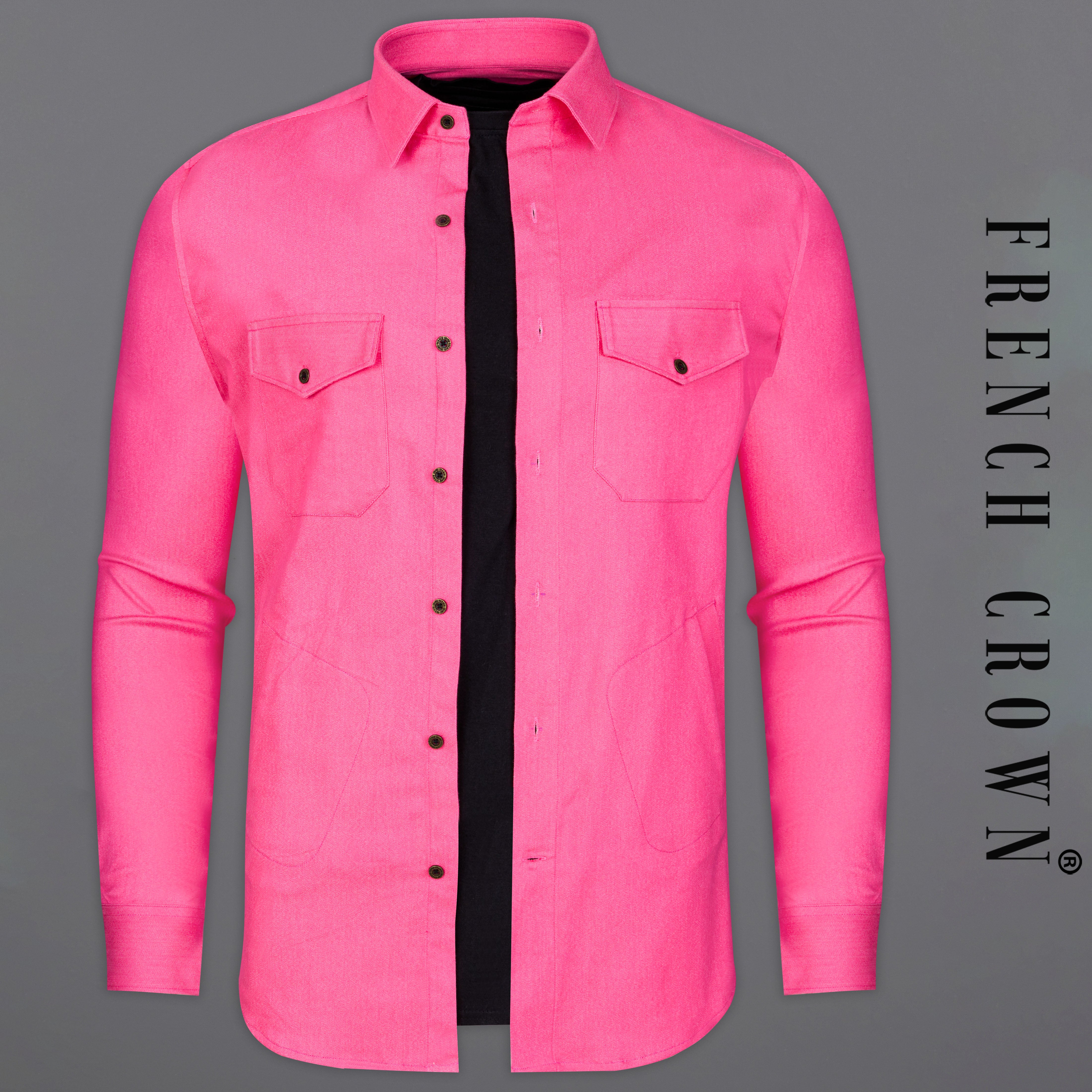 TUITACI OMBRE CHEC SHIRTS JACKET PINK2 Buy HERE&NOW Men Pink