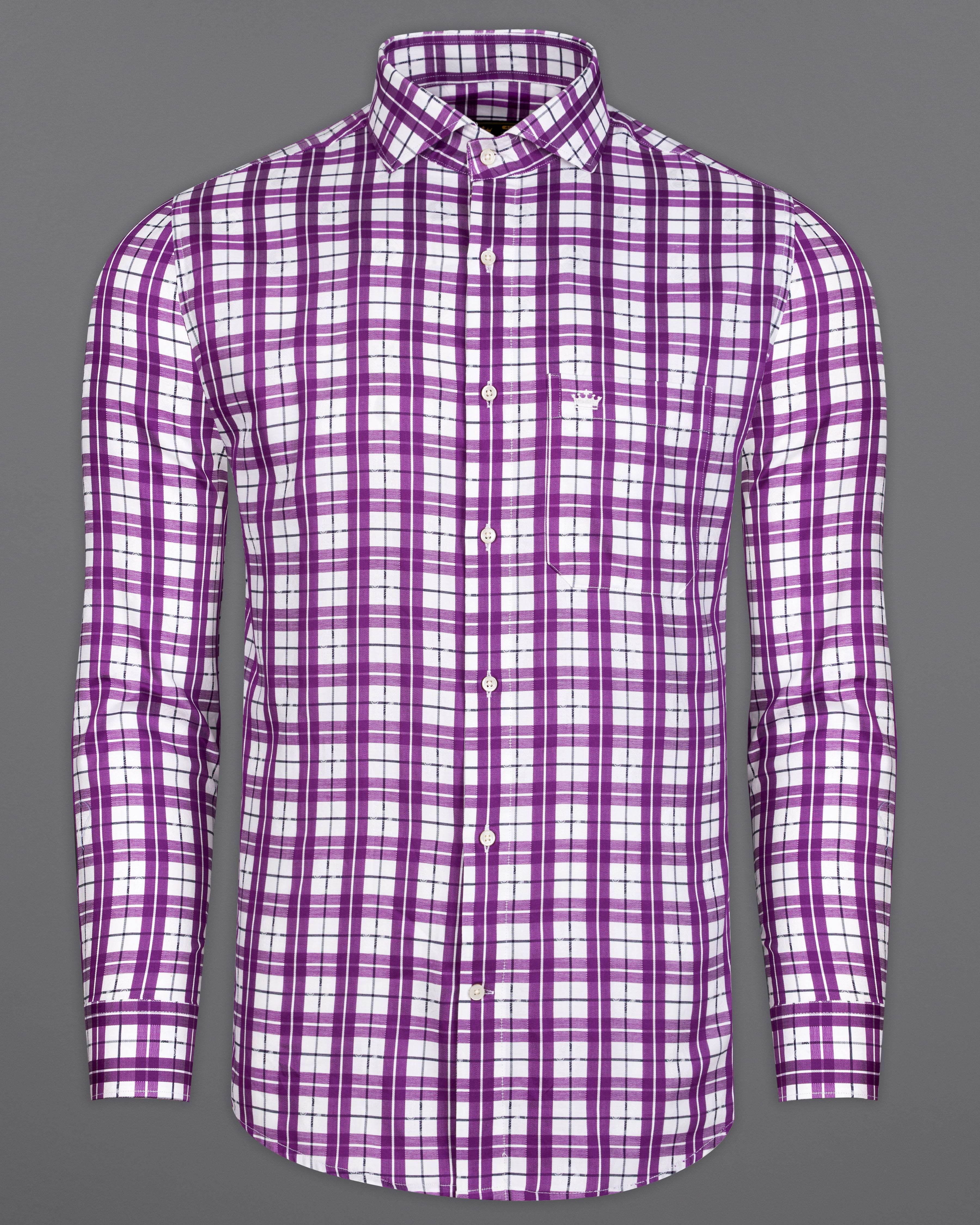 Bright White with Byzantium Purple Checkered Jacquard Textured Premium Giza Cotton Shirt 9602-CA-38,9602-CA-H-38,9602-CA-39,9602-CA-H-39,9602-CA-40,9602-CA-H-40,9602-CA-42,9602-CA-H-42,9602-CA-44,9602-CA-H-44,9602-CA-46,9602-CA-H-46,9602-CA-48,9602-CA-H-48,9602-CA-50,9602-CA-H-50,9602-CA-52,9602-CA-H-52