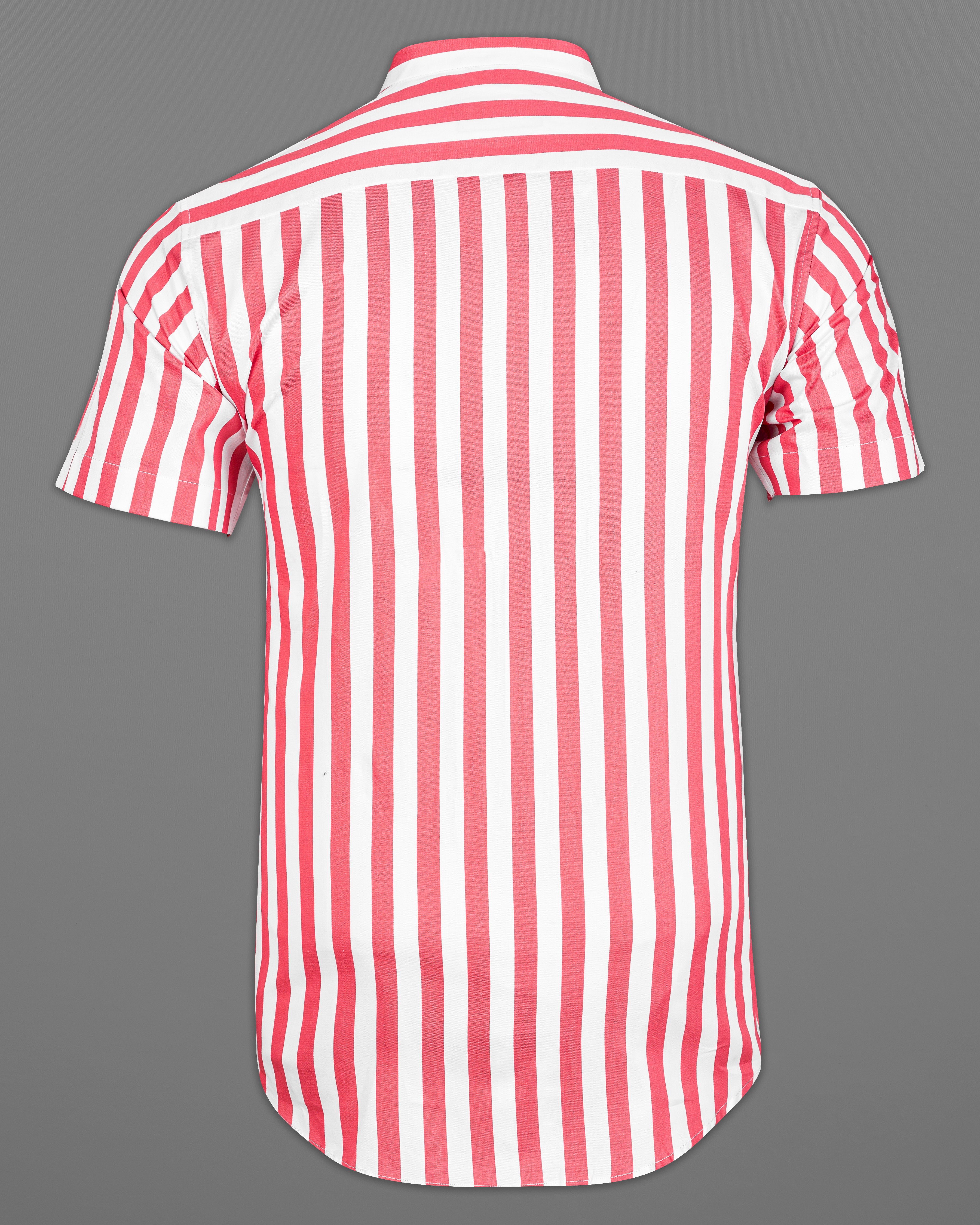 Geraldine Pink and White Striped Twill Premium Cotton Half Slavees Shirt 9645-M-BLK-SS-H-38, 9645-M-BLK-SS-H-39, 9645-M-BLK-SS-H-40, 9645-M-BLK-SS-H-42, 9645-M-BLK-SS-H-44, 9645-M-BLK-SS-H-46, 9645-M-BLK-SS-H-48, 9645-M-BLK-SS-H-50, 9645-M-BLK-SS-H-52