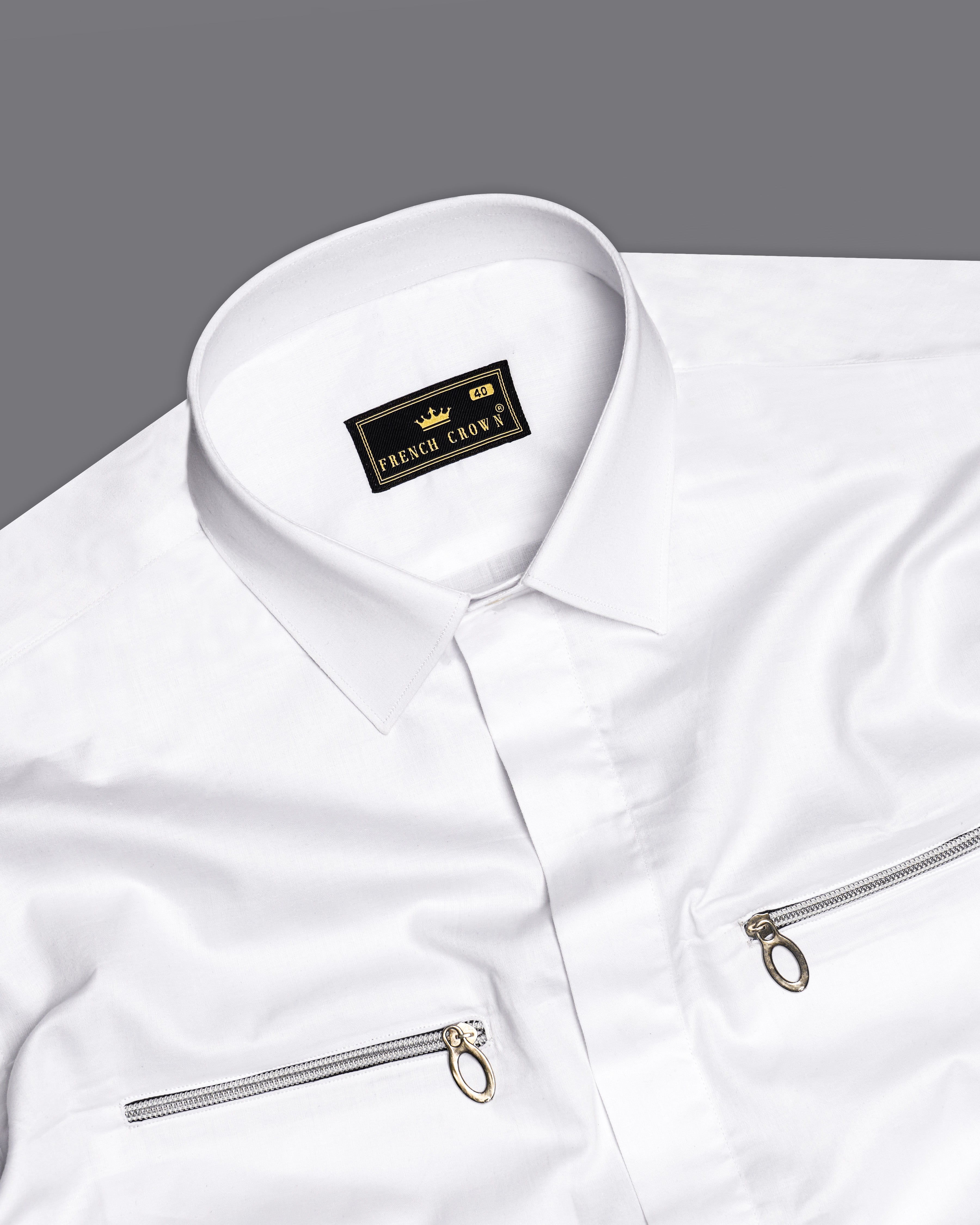 Bright White Subtle Sheen Super Soft Premium Cotton Designer Shirt With Zipper Pockets 9655-P596-38, 9655-P596-H-38, 9655-P596-39, 9655-P596-H-39, 9655-P596-40, 9655-P596-H-40, 9655-P596-42, 9655-P596-H-42, 9655-P596-44, 9655-P596-H-44, 9655-P596-46, 9655-P596-H-46, 9655-P596-48, 9655-P596-H-48, 9655-P596-50, 9655-P596-H-50, 9655-P596-52, 9655-P596-H-52