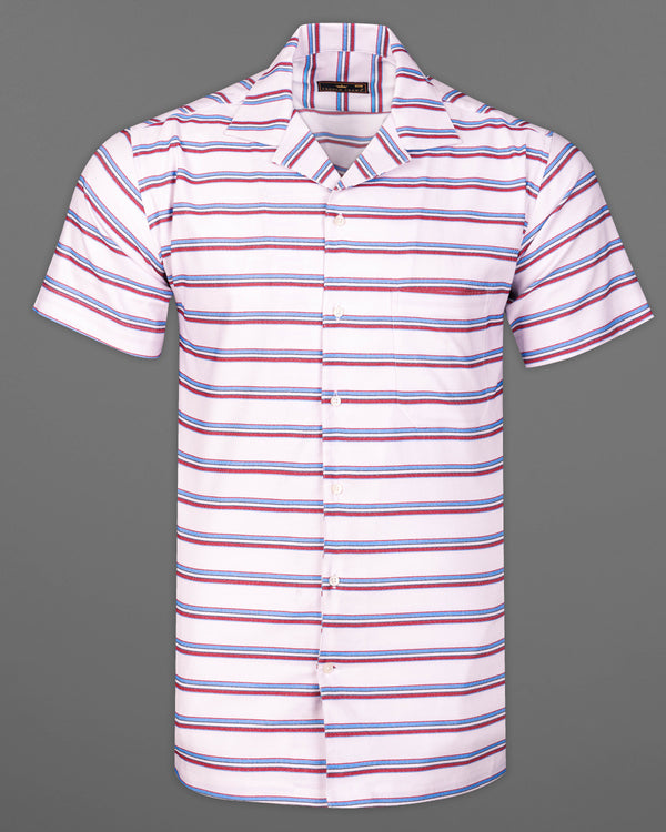 Bright White Multicolour Twill Striped Premium Cotton Half Sleeves Shirt 9662-CC-SS-H-38, 9662-CC-SS-H-39, 9662-CC-SS-H-40, 9662-CC-SS-H-42, 9662-CC-SS-H-44, 9662-CC-SS-H-46, 9662-CC-SS-H-48, 9662-CC-SS-H-50, 9662-CC-SS-H-52