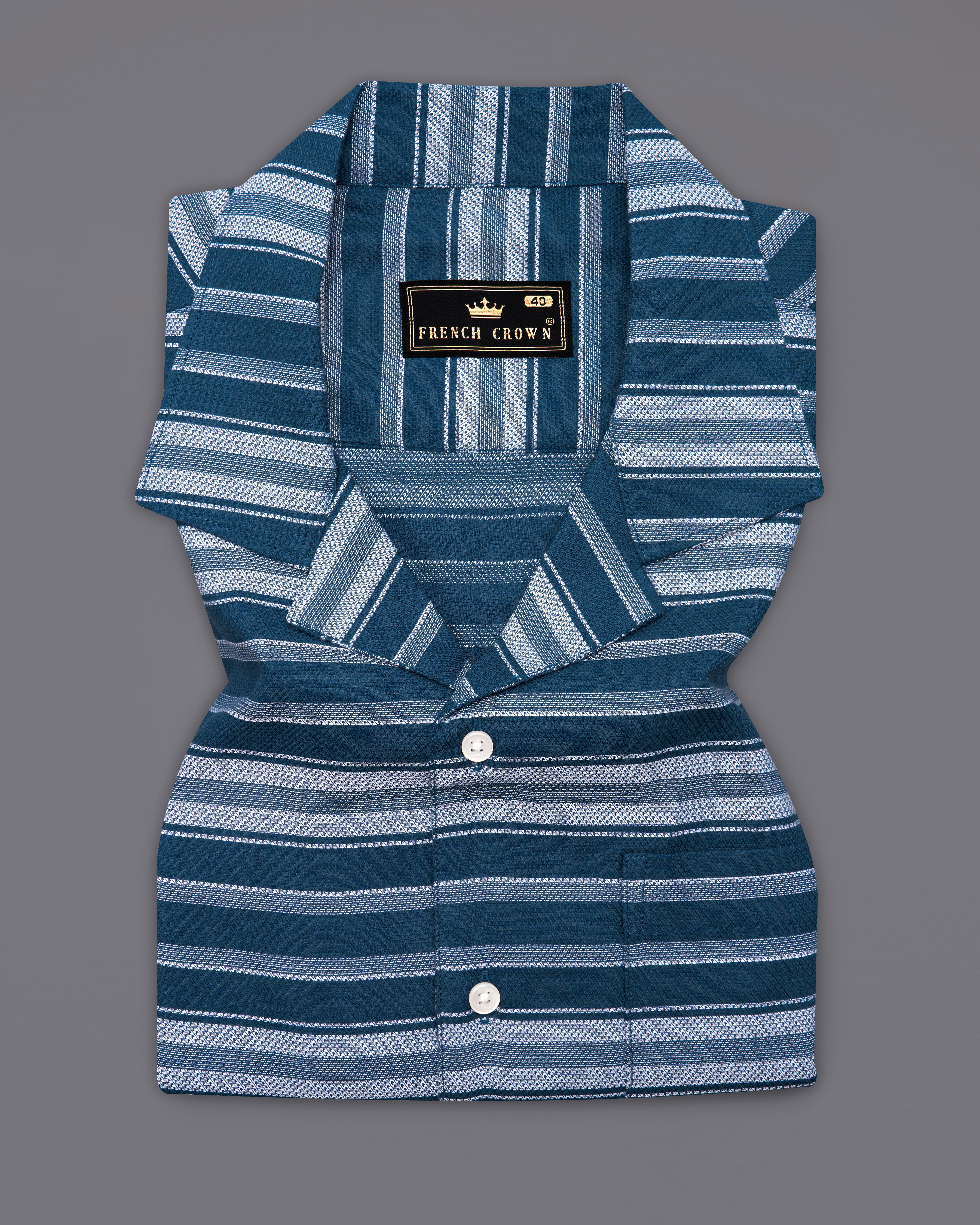 Zodiac Blue Multicolour Striped Dobby Textured Half-Sleeved Shirt 9668-CC-SS-38, 9668-CC-SS-39, 9668-CC-SS-40, 9668-CC-SS-42, 9668-CC-SS-44, 9668-CC-SS-46, 9668-CC-SS-48, 9668-CC-SS-50, 9668-CC-SS-52