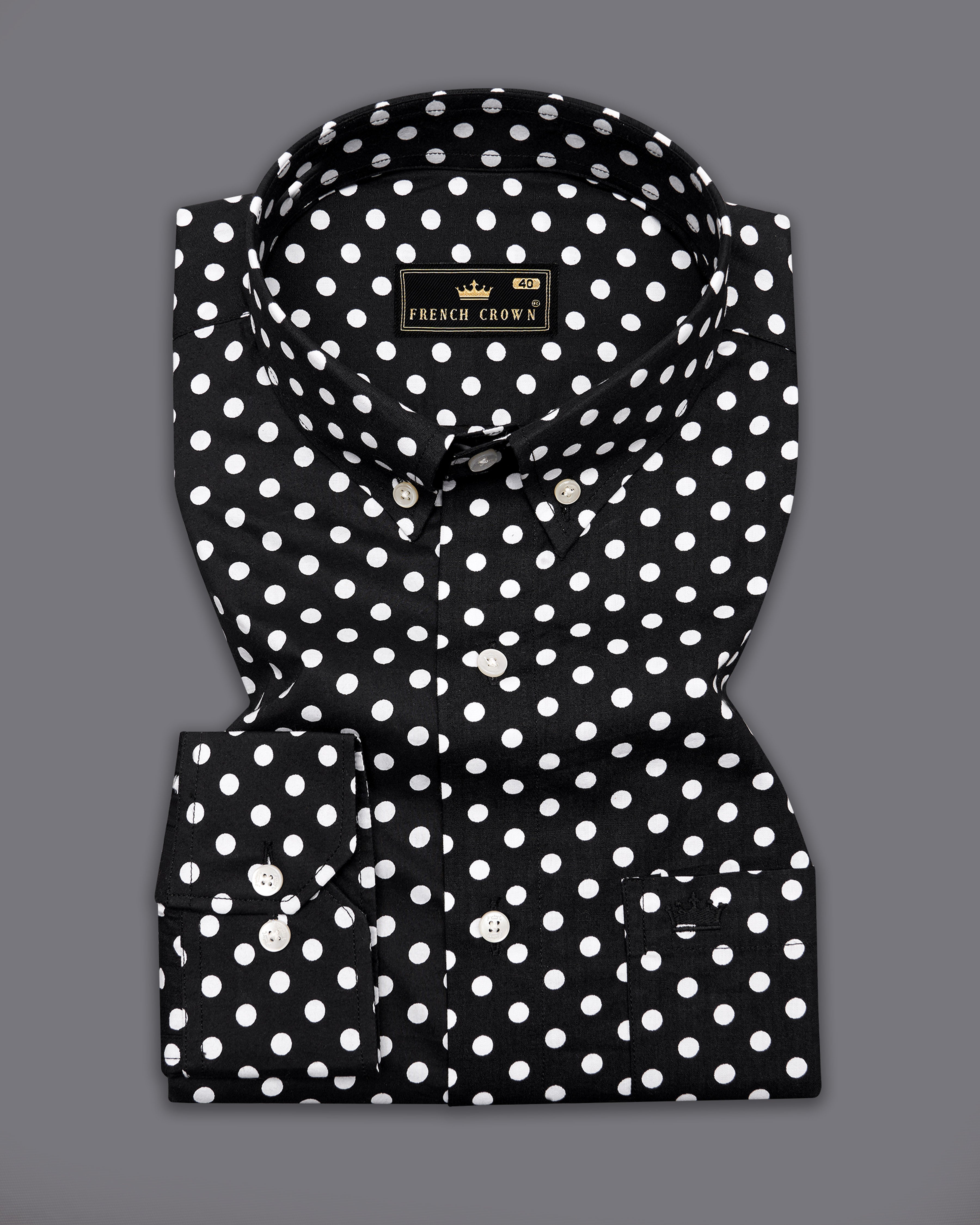 Jade Black Polka Dotted Premium Cotton Shirt 9677-BD-38, 9677-BD-H-38, 9677-BD-39, 9677-BD-H-39, 9677-BD-40, 9677-BD-H-40, 9677-BD-42, 9677-BD-H-42, 9677-BD-44, 9677-BD-H-44, 9677-BD-46, 9677-BD-H-46, 9677-BD-48, 9677-BD-H-48, 9677-BD-50, 9677-BD-H-50, 9677-BD-52, 9677-BD-H-52