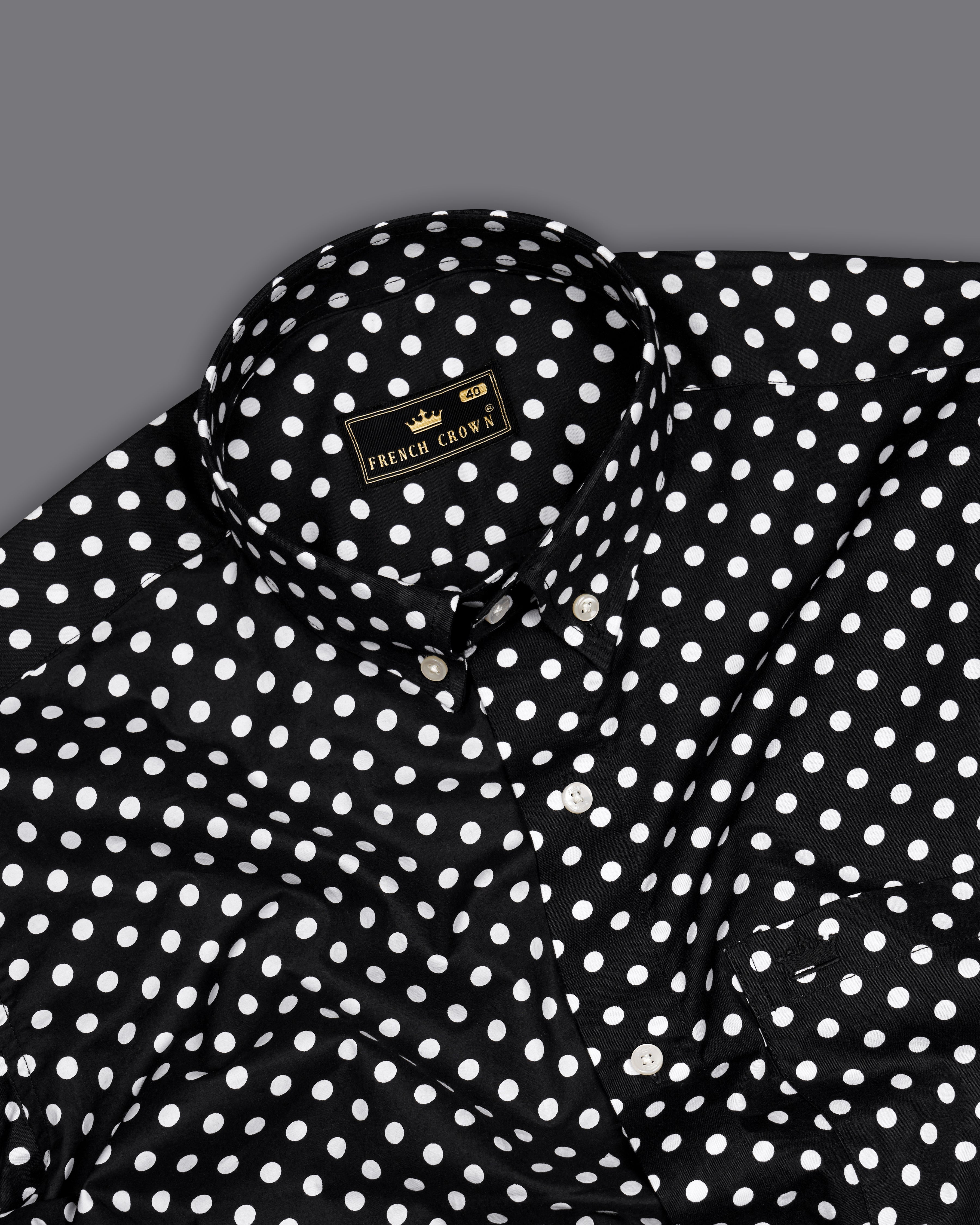 Jade Black Polka Dotted Premium Cotton Shirt 9677-BD-38, 9677-BD-H-38, 9677-BD-39, 9677-BD-H-39, 9677-BD-40, 9677-BD-H-40, 9677-BD-42, 9677-BD-H-42, 9677-BD-44, 9677-BD-H-44, 9677-BD-46, 9677-BD-H-46, 9677-BD-48, 9677-BD-H-48, 9677-BD-50, 9677-BD-H-50, 9677-BD-52, 9677-BD-H-52