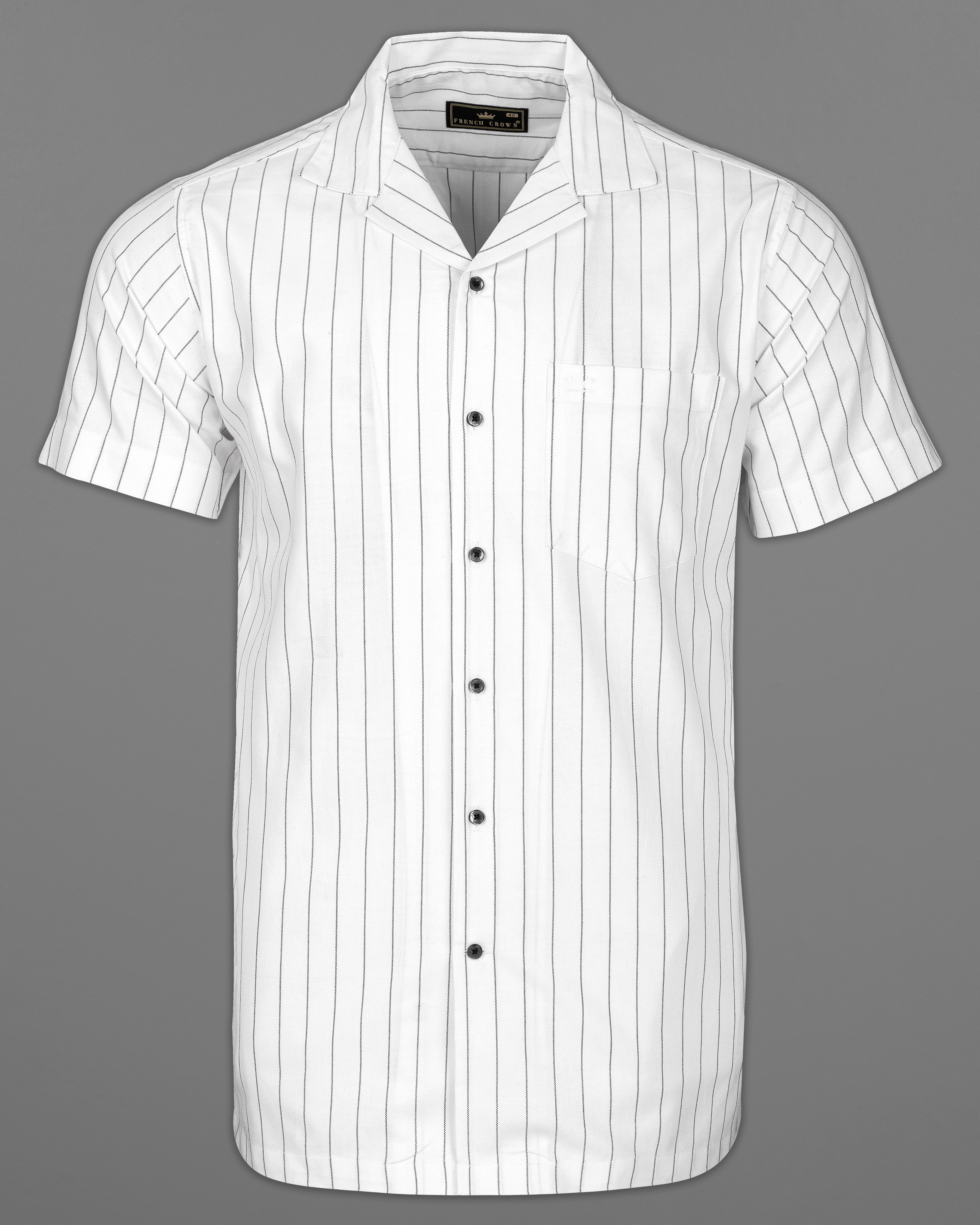 Bright White Striped Royal Oxford Half Sleeved Shirt 9698-CC-BLK-SS-38, 9698-CC-BLK-SS-39, 9698-CC-BLK-SS-40, 9698-CC-BLK-SS-42, 9698-CC-BLK-SS-44, 9698-CC-BLK-SS-46, 9698-CC-BLK-SS-48, 9698-CC-BLK-SS-50, 9698-CC-BLK-SS-52