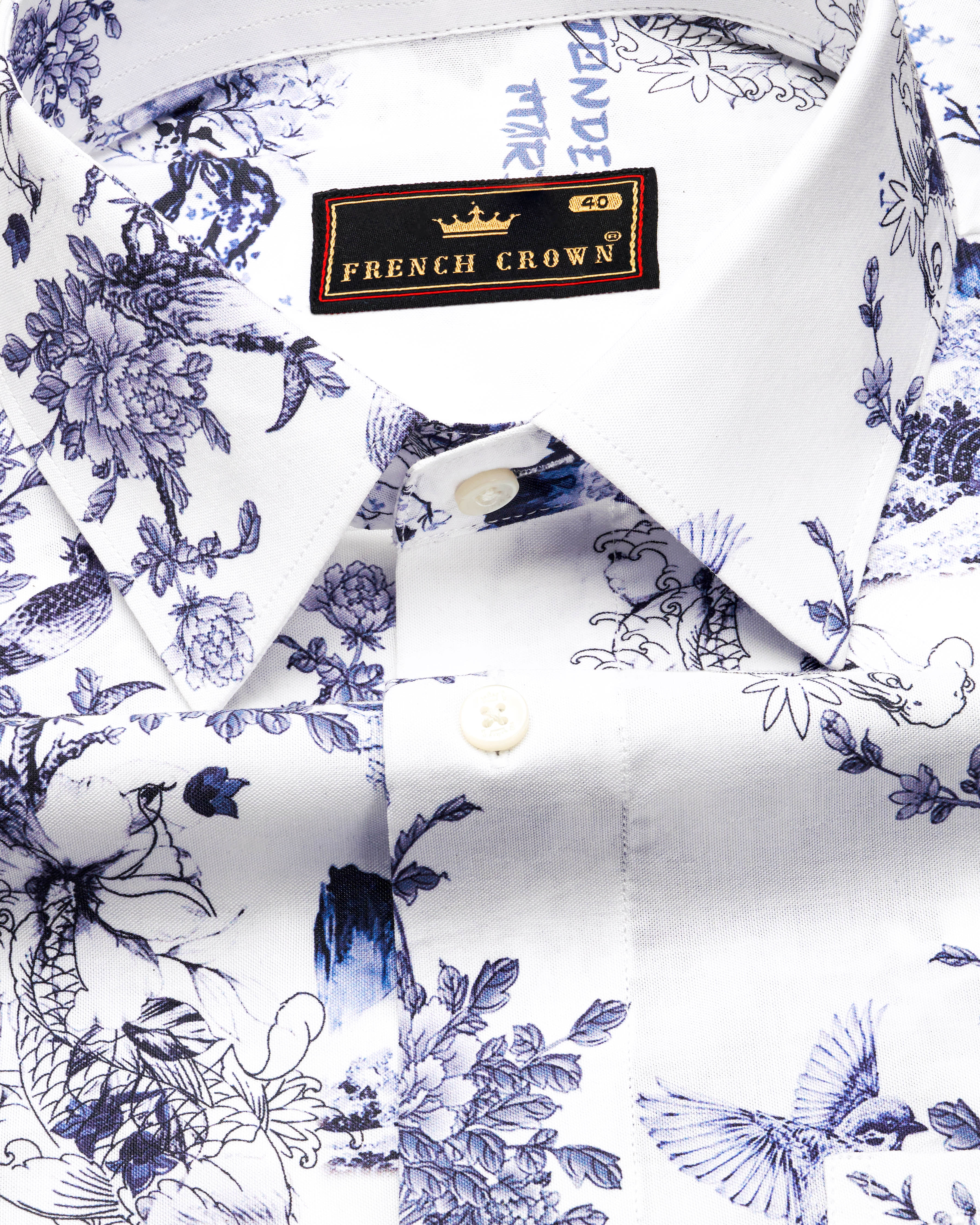 Bright White with Mulled Blue Printed Premium Cotton Shirt 9722-38, 9722-H-38, 9722-39, 9722-H-39, 9722-40, 9722-H-40, 9722-42, 9722-H-42, 9722-44, 9722-H-44, 9722-46, 9722-H-46, 9722-48, 9722-H-48, 9722-50, 9722-H-50, 9722-52, 9722-H-52