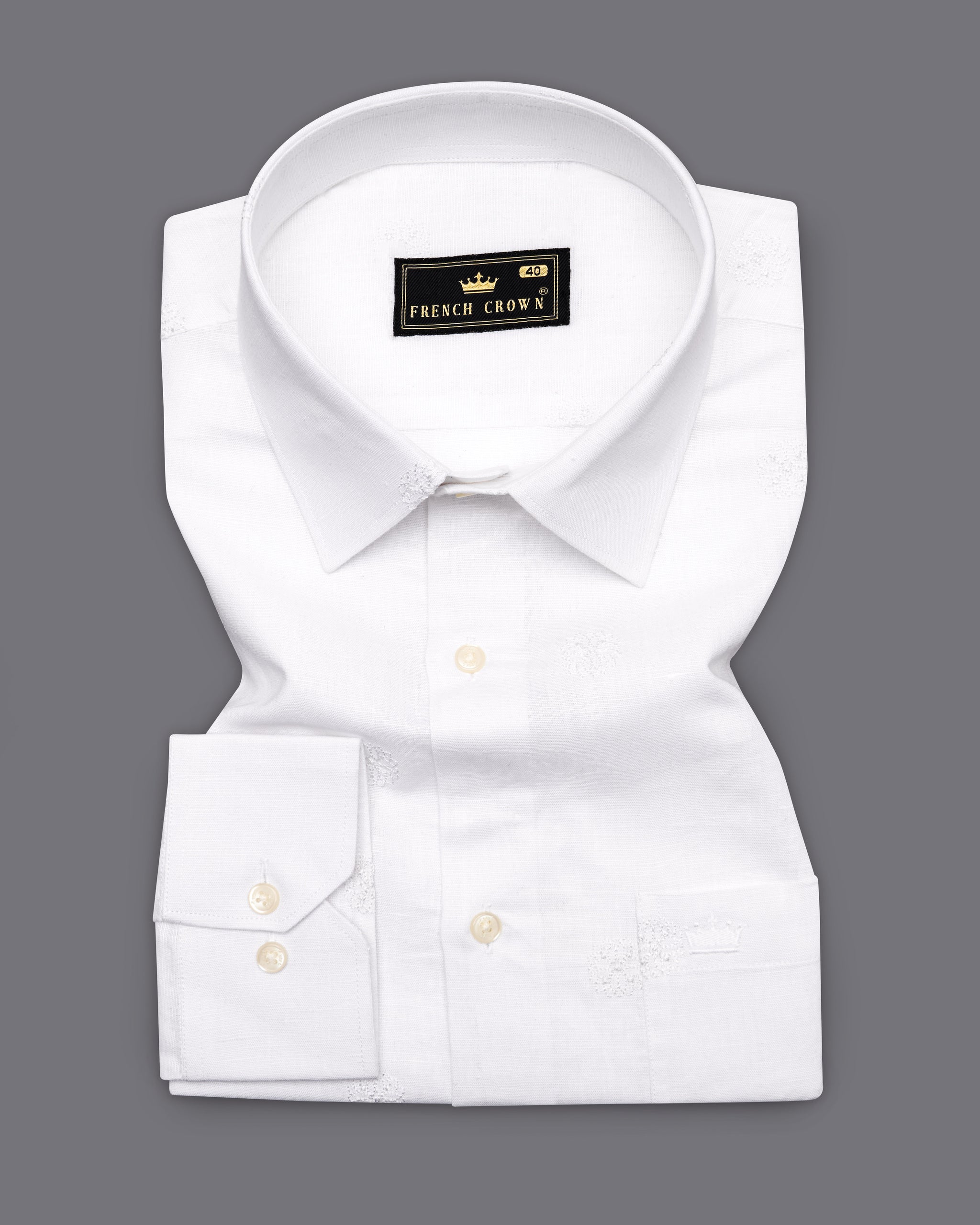 Bright White Formal/Casual Textured Premium Linen Shirt For Men