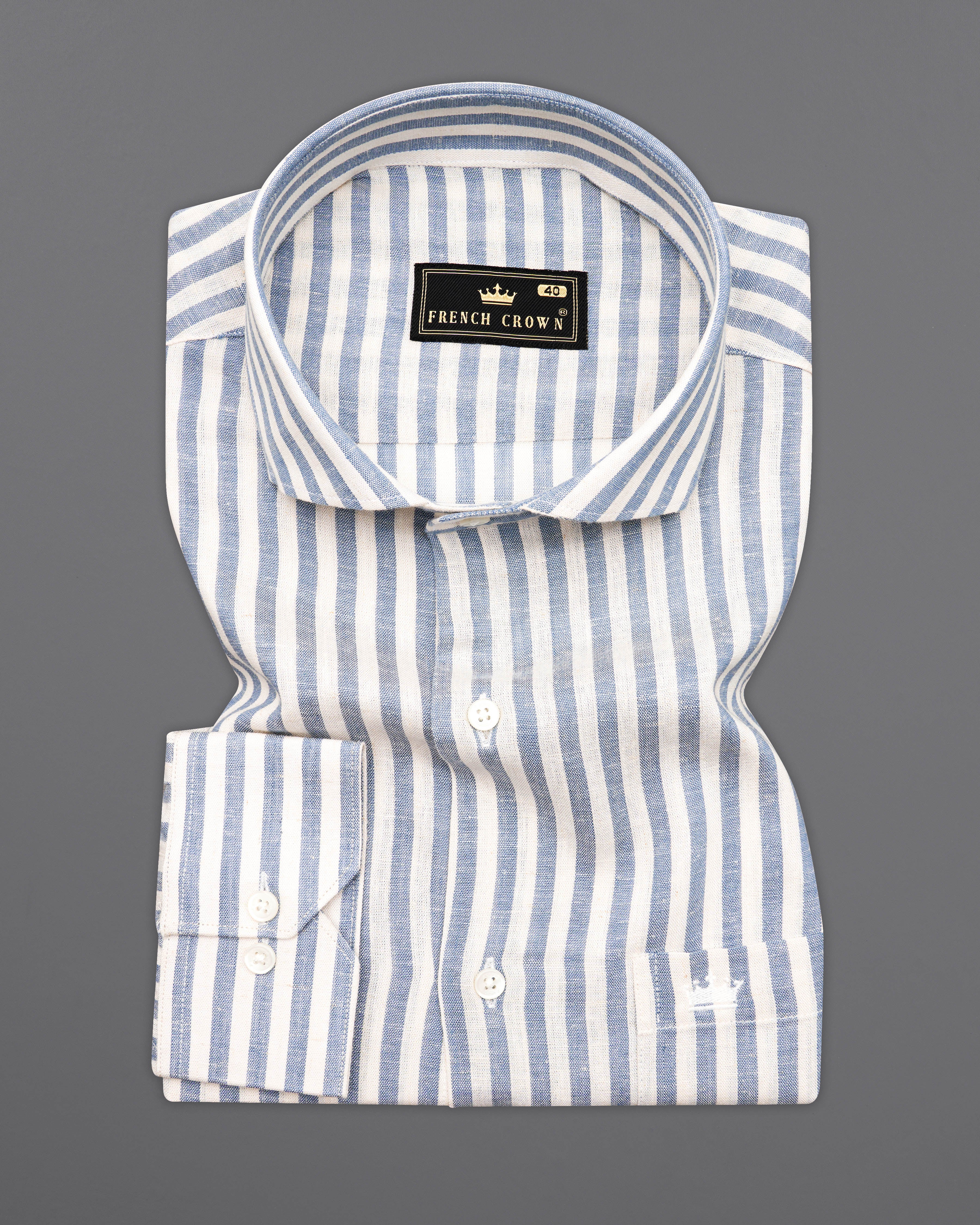 Heather Blue and Off White Striped Luxurious Linen Shirt 9768-CA-38, 9768-CA-H-38, 9768-CA-39, 9768-CA-H-39, 9768-CA-40, 9768-CA-H-40, 9768-CA-42, 9768-CA-H-42, 9768-CA-44, 9768-CA-H-44, 9768-CA-46, 9768-CA-H-46, 9768-CA-48, 9768-CA-H-48, 9768-CA-50, 9768-CA-H-50, 9768-CA-52, 9768-CA-H-52