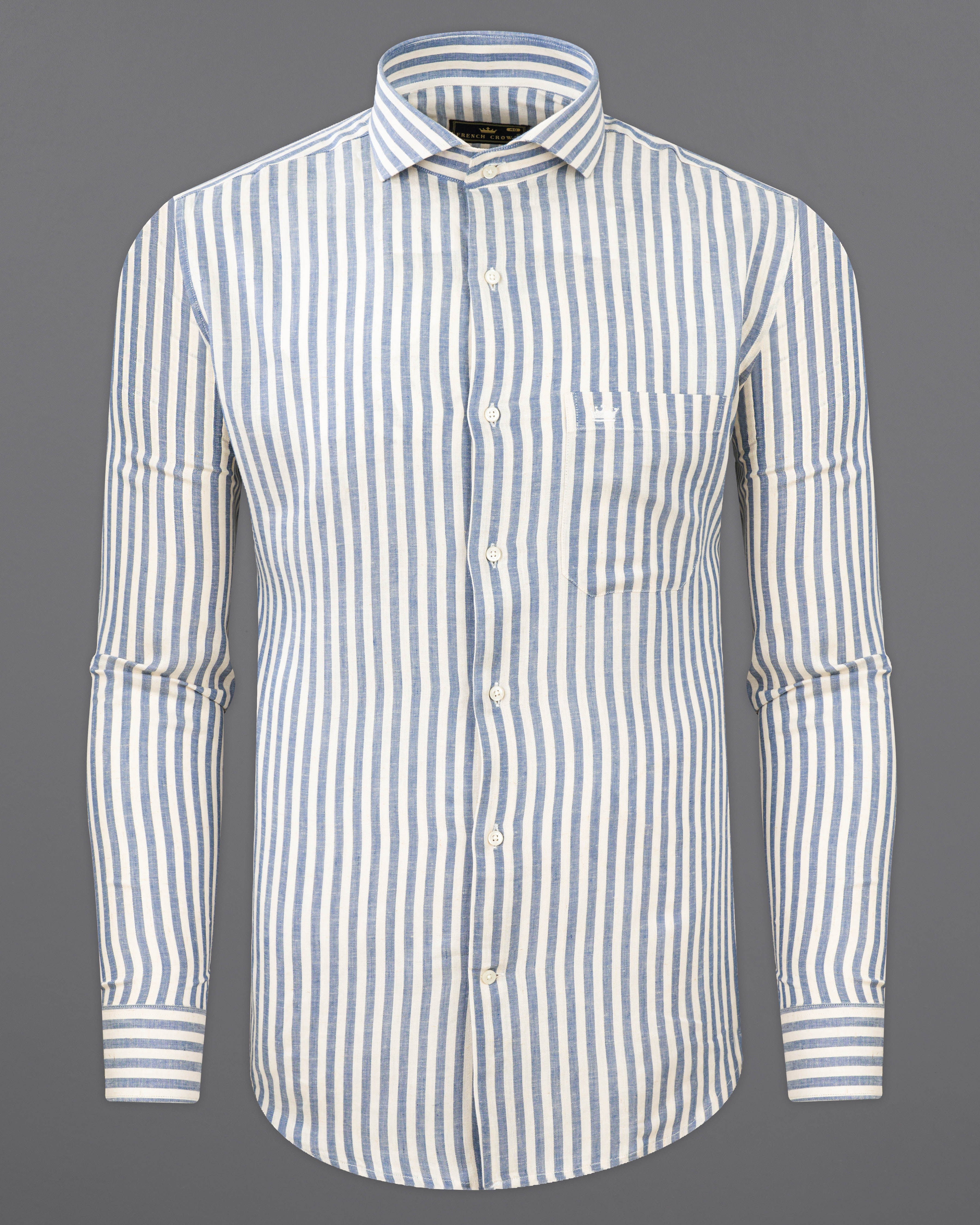 Heather Blue and Off White Striped Luxurious Linen Shirt 9768-CA-38, 9768-CA-H-38, 9768-CA-39, 9768-CA-H-39, 9768-CA-40, 9768-CA-H-40, 9768-CA-42, 9768-CA-H-42, 9768-CA-44, 9768-CA-H-44, 9768-CA-46, 9768-CA-H-46, 9768-CA-48, 9768-CA-H-48, 9768-CA-50, 9768-CA-H-50, 9768-CA-52, 9768-CA-H-52