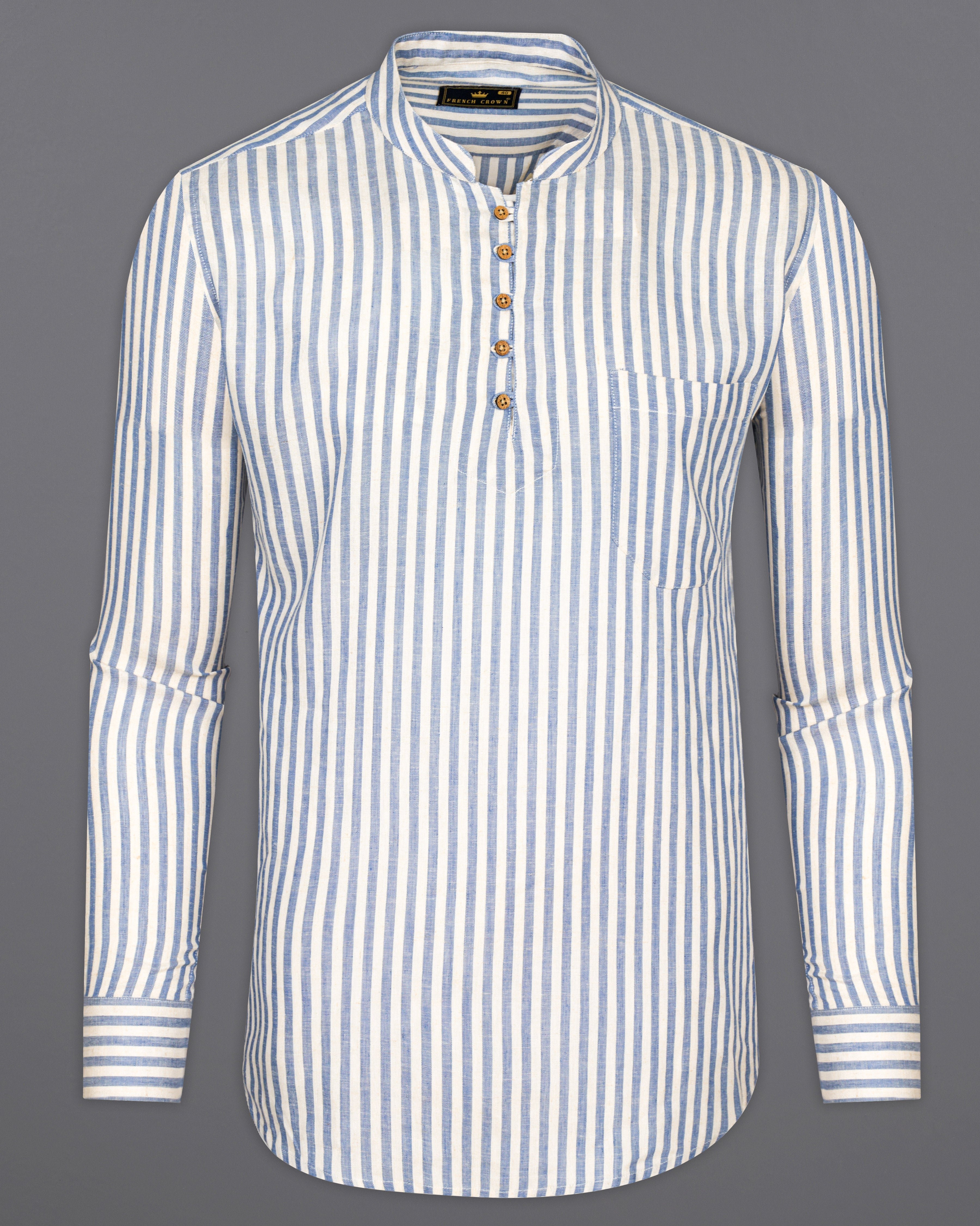 Heather Blue and White Striped Luxurious Linen Kurta Shirt 9783-KS-38, 9783-KS-H-38, 9783-KS-39, 9783-KS-H-39, 9783-KS-40, 9783-KS-H-40, 9783-KS-42, 9783-KS-H-42, 9783-KS-44, 9783-KS-H-44, 9783-KS-46, 9783-KS-H-46, 9783-KS-48, 9783-KS-H-48, 9783-KS-50, 9783-KS-H-50, 9783-KS-52, 9783-KS-H-52