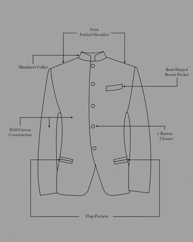 Tolopea Dark Purple Bandhgala Blazer