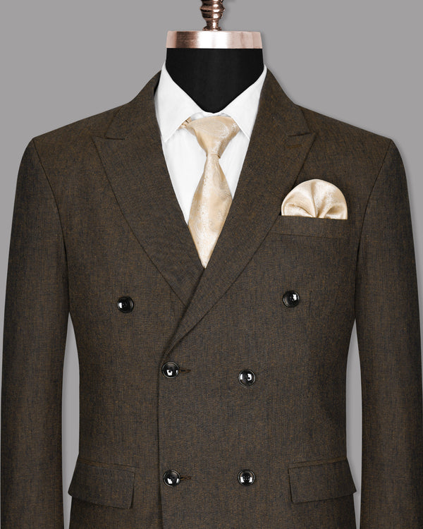 Chocolate Brown Linen Double Breasted Blazer BL1060-DB-52, BL1060-DB-58, BL1060-DB-60, BL1060-DB-44, BL1060-DB-46, BL1060-DB-48, BL1060-DB-50, BL1060-DB-54, BL1060-DB-56, BL1060-DB-36, BL1060-DB-40, BL1060-DB-42, BL1060-DB-38