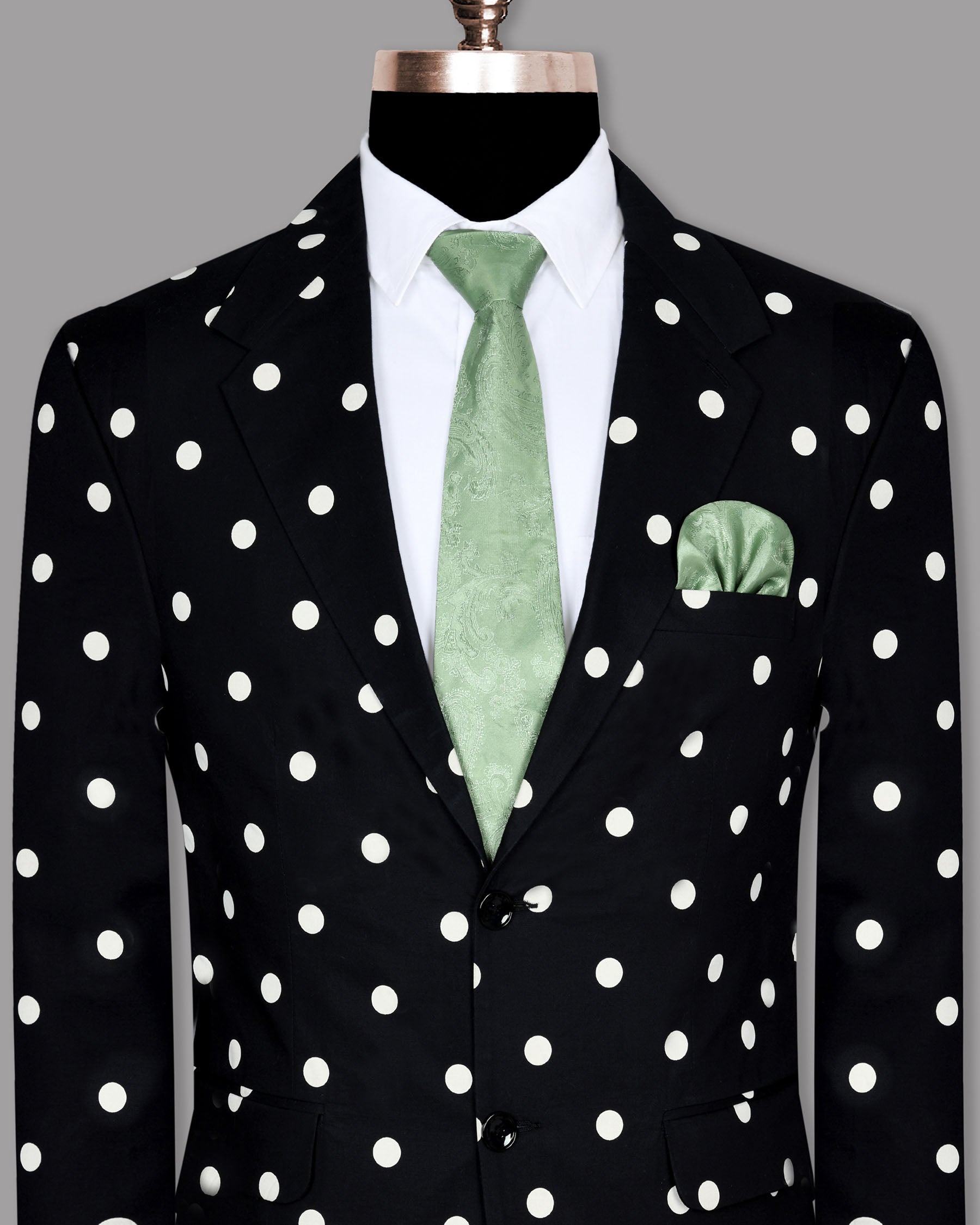 Jade Black Polka Print Designer Blazer