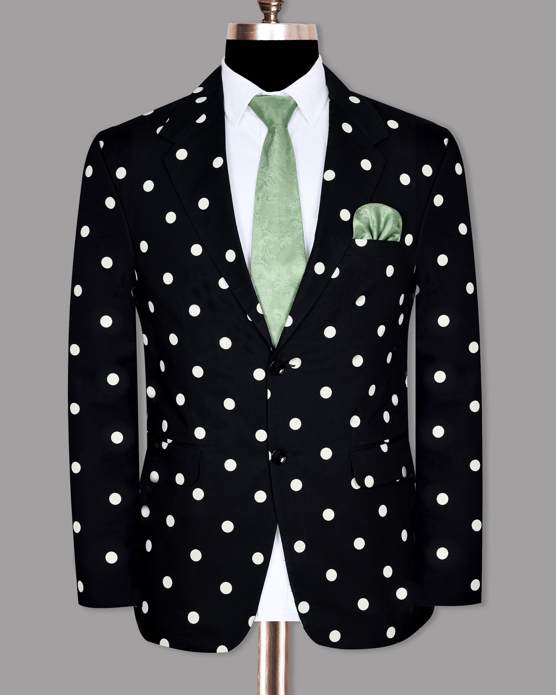 Jade Black Polka Print Designer Blazer