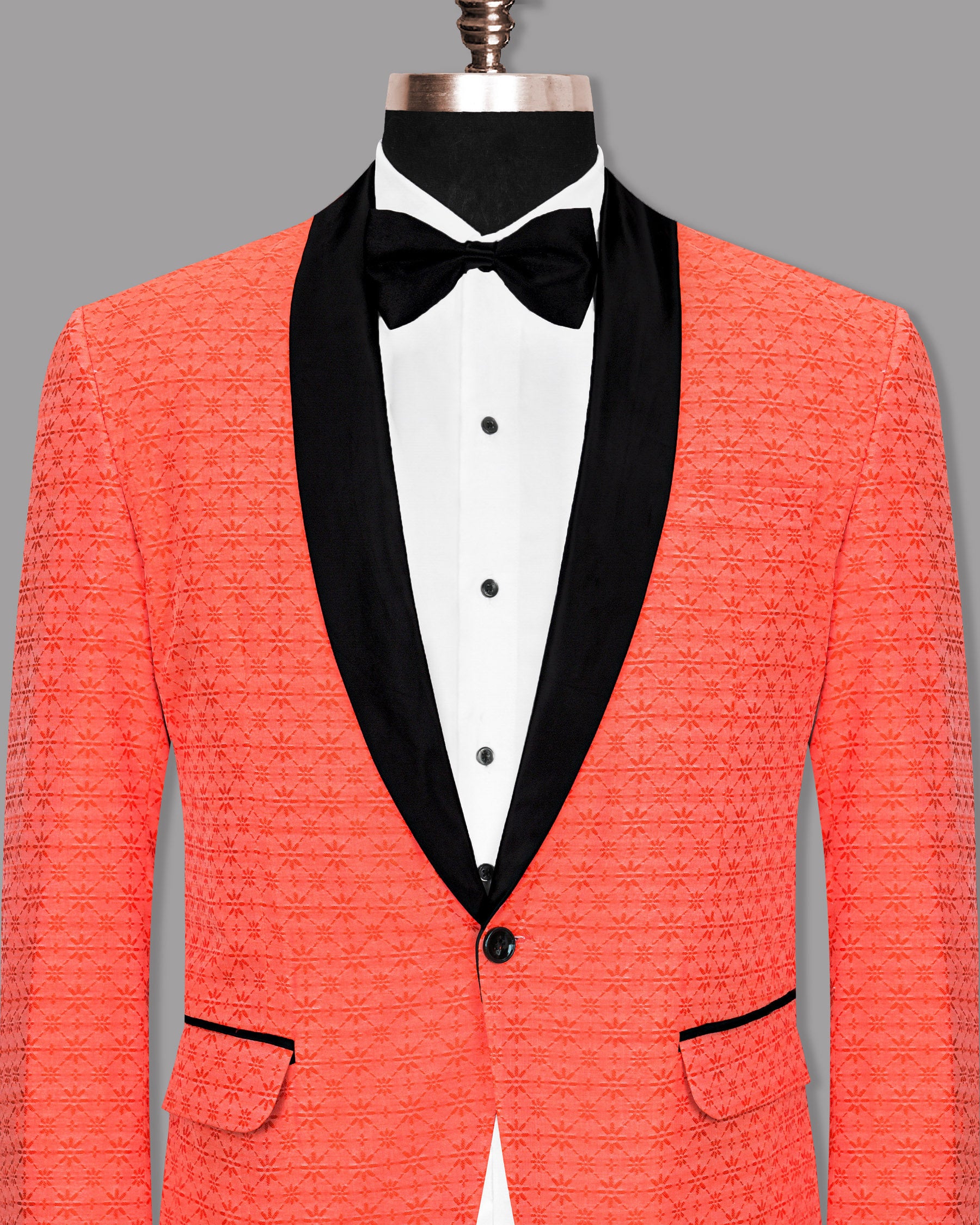 Persimmon Jacquard Patterned Designer Tuxedo Blazer BL1159-BKL-36, BL1159-BKL-38, BL1159-BKL-40, BL1159-BKL-42, BL1159-BKL-44, BL1159-BKL-52, BL1159-BKL-46, BL1159-BKL-60, BL1159-BKL-48, BL1159-BKL-50, BL1159-BKL-54, BL1159-BKL-56, BL1159-BKL-58