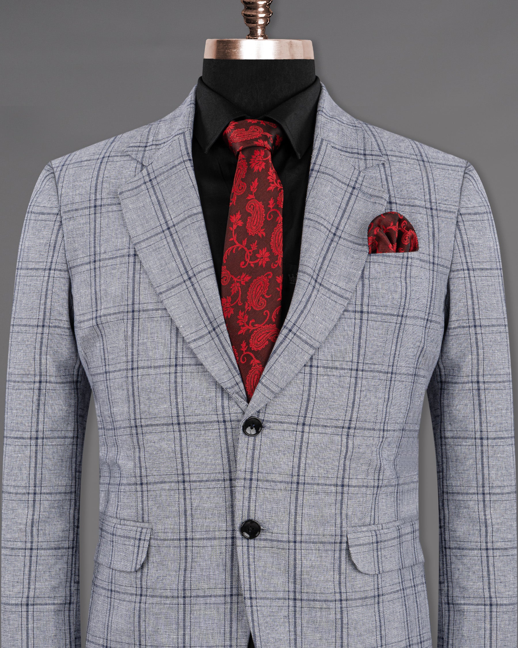 Gallery Gray Windowpane Premium Cotton Blazer BL1221-SB-38, BL1221-SB-44, BL1221-SB-48, BL1221-SB-40, BL1221-SB-42, BL1221-SB-50, BL1221-SB-52, BL1221-SB-54, BL1221-SB-56, BL1221-SB-58, BL1221-SB-60, BL1221-SB-46, BL1221-SB-36