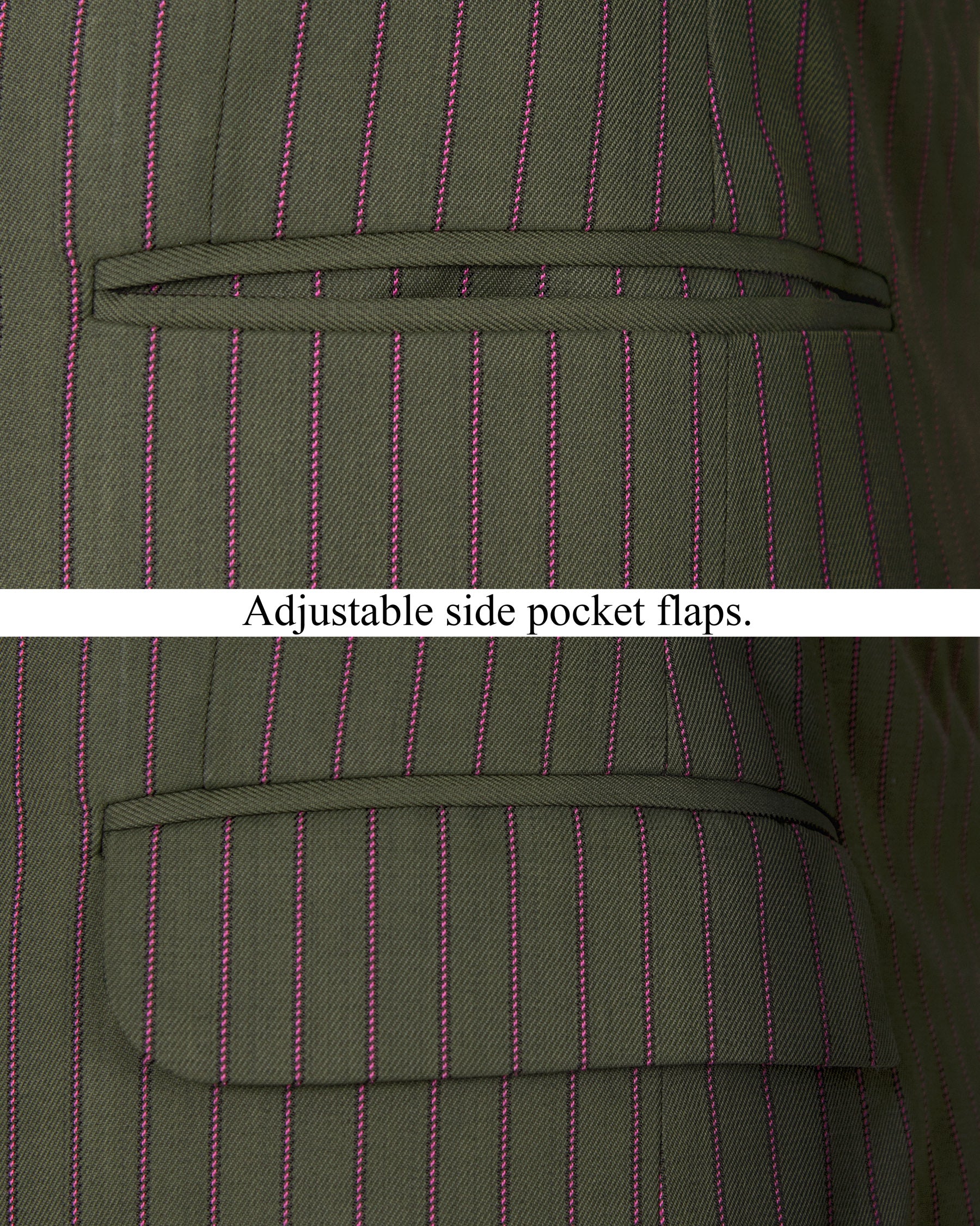 Kelp Green and Mulberry Pink Striped Woolrich Blazer