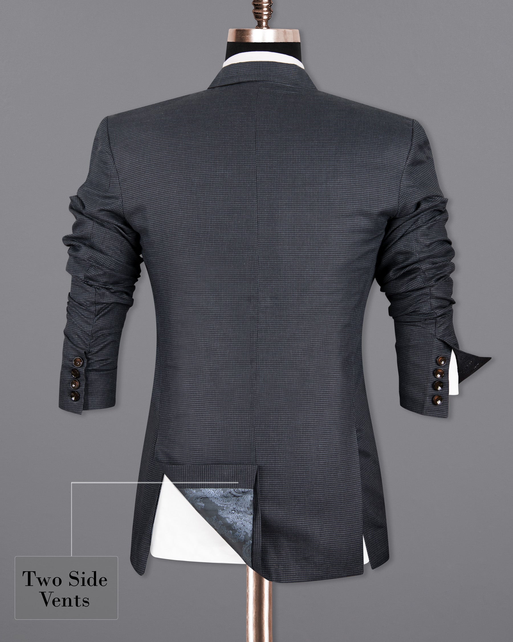 Pale Sky Grey houndstooth Wool Rich Double Breasted Blazer BL1311-DB-36, BL1311-DB-38, BL1311-DB-40, BL1311-DB-42, BL1311-DB-44, BL1311-DB-46, BL1311-DB-48, BL1311-DB-50, BL1311-DB-52, BL1311-DB-58, BL1311-DB-54, BL1311-DB-56, BL1311-DB-60
