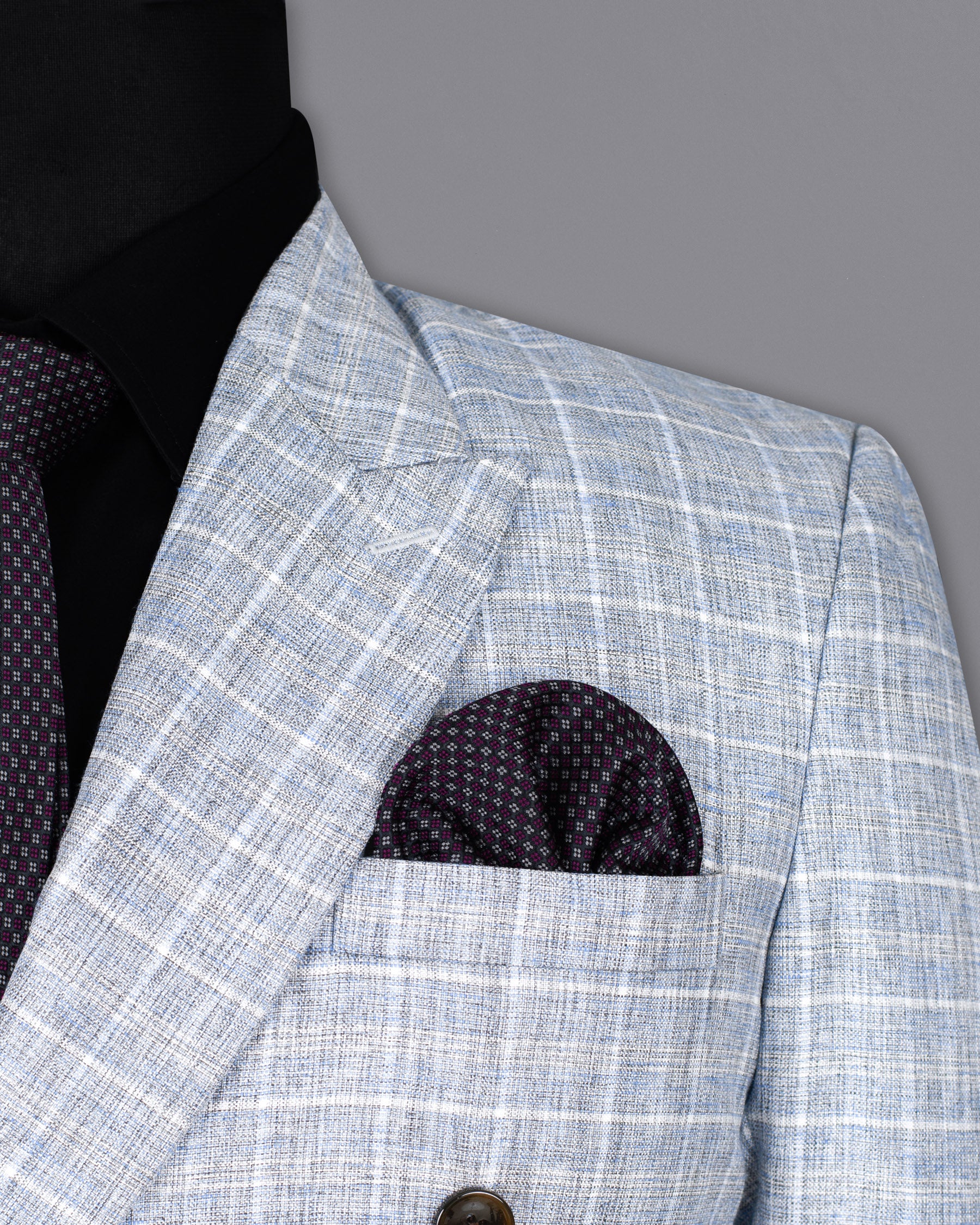 Wild Blue Yonder Windowpane Double Breasted Wool Rich Blazer BL1335-DB-36, BL1335-DB-38, BL1335-DB-40, BL1335-DB-42, BL1335-DB-44, BL1335-DB-46, BL1335-DB-48, BL1335-DB-50, BL1335-DB-52, BL1335-DB-54, BL1335-DB-56, BL1335-DB-58, BL1335-DB-60