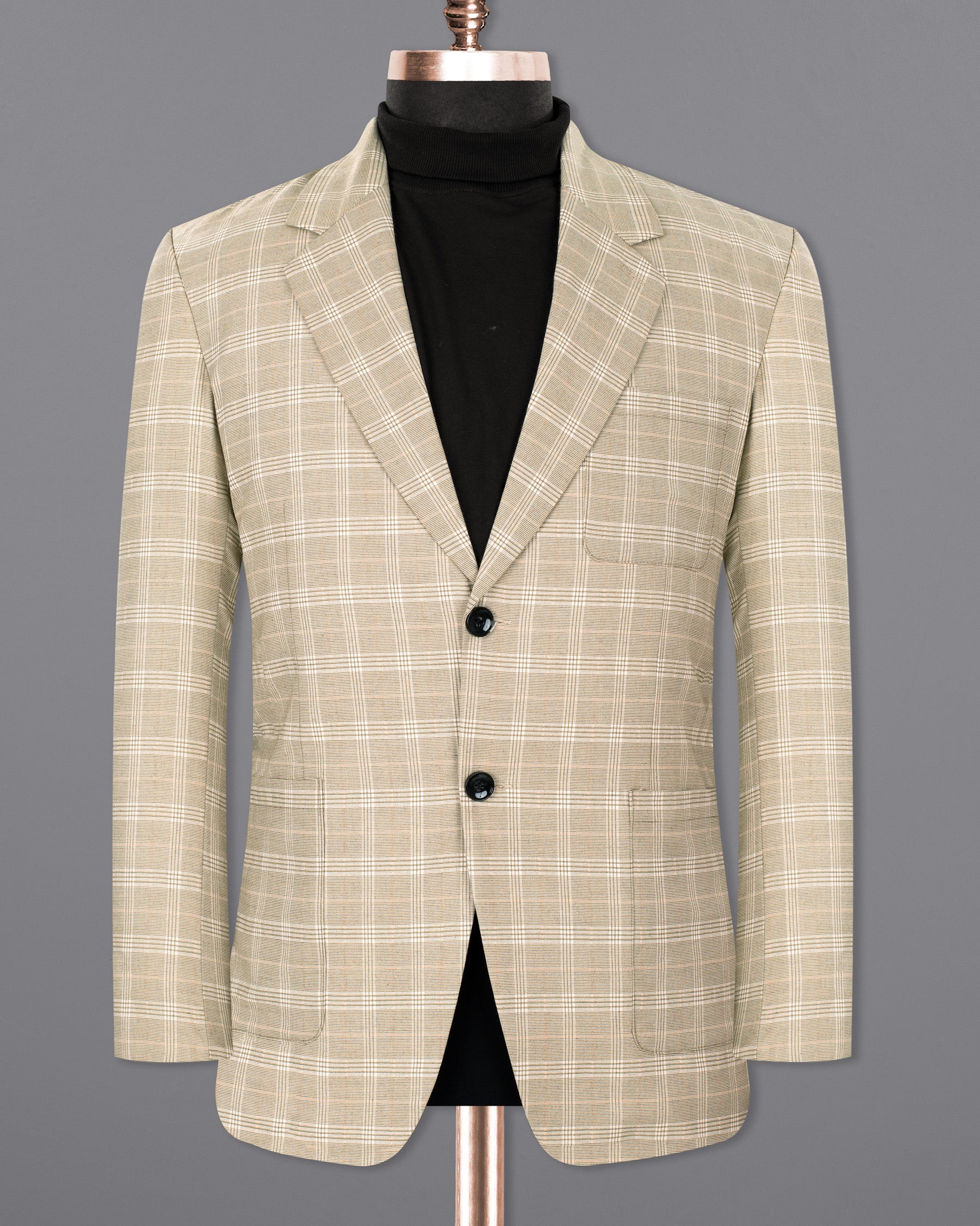 Mongoose Cream Plaid Wool Rich Sports Blazer BL1362-SB-PP-36, BL1362-SB-PP-38, BL1362-SB-PP-40, BL1362-SB-PP-42, BL1362-SB-PP-44, BL1362-SB-PP-46, BL1362-SB-PP-48, BL1362-SB-PP-50, BL1362-SB-PP-52, BL1362-SB-PP-54, BL1362-SB-PP-56, BL1362-SB-PP-58, BL1362-SB-PP-60