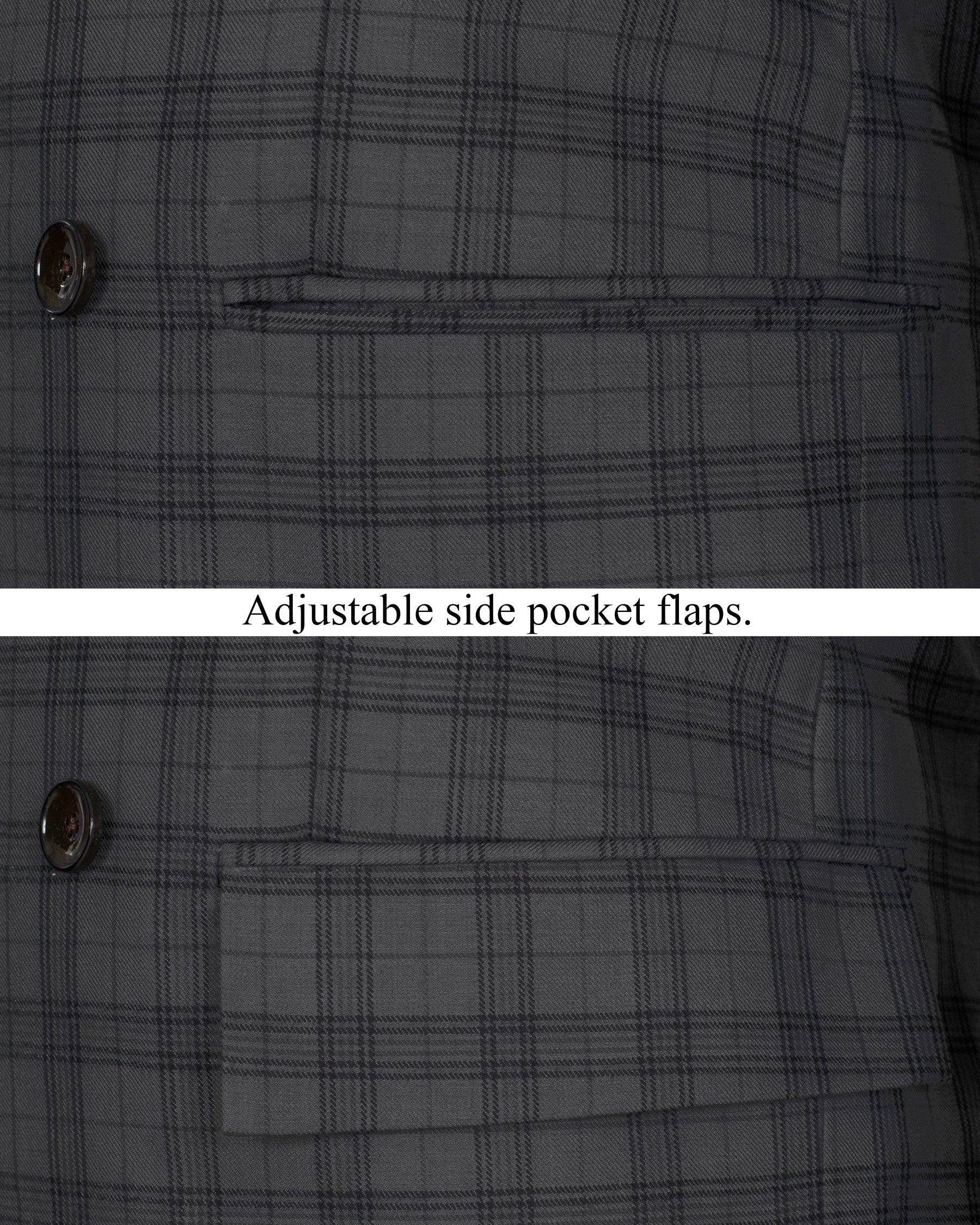 Masala Grey Plaid Double Breasted Wool Rich Blazer BL1367-DB-36, BL1367-DB-38, BL1367-DB-40, BL1367-DB-42, BL1367-DB-44, BL1367-DB-46, BL1367-DB-48, BL1367-DB-50, BL1367-DB-52, BL1367-DB-54, BL1367-DB-56, BL1367-DB-58, BL1367-DB-60