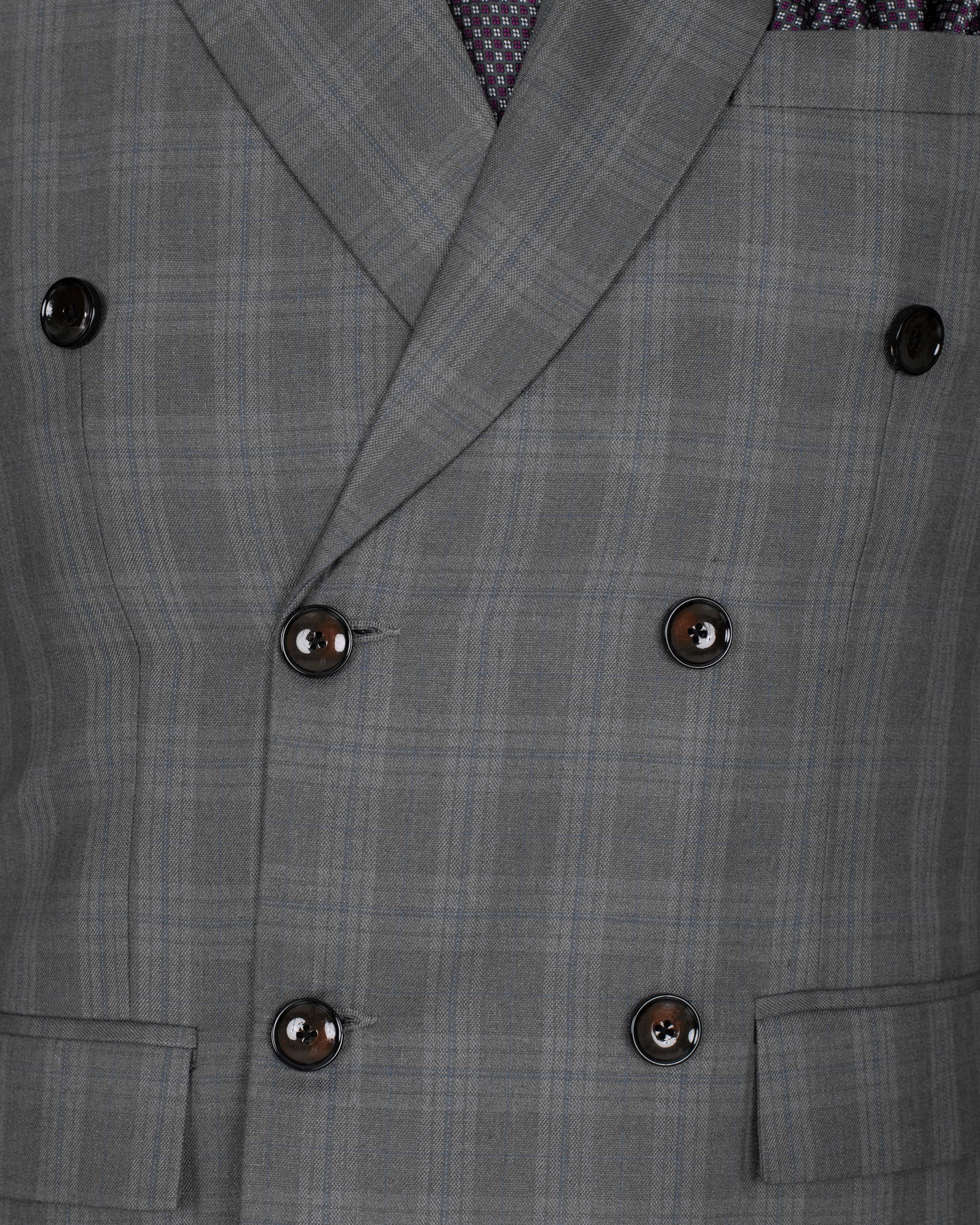 Gravel Grey Subtle Plaid Double-Breasted Wool Rich Blazer BL1368-DB-36, BL1368-DB-38, BL1368-DB-40, BL1368-DB-42, BL1368-DB-44, BL1368-DB-46, BL1368-DB-48, BL1368-DB-50, BL1368-DB-52, BL1368-DB-54, BL1368-DB-56, BL1368-DB-58, BL1368-DB-60