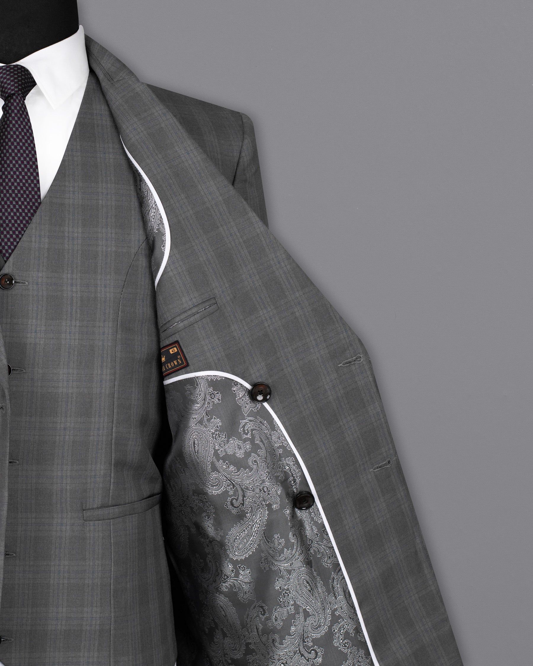 Gravel Grey Subtle Plaid Double-Breasted Wool Rich Blazer BL1368-DB-36, BL1368-DB-38, BL1368-DB-40, BL1368-DB-42, BL1368-DB-44, BL1368-DB-46, BL1368-DB-48, BL1368-DB-50, BL1368-DB-52, BL1368-DB-54, BL1368-DB-56, BL1368-DB-58, BL1368-DB-60