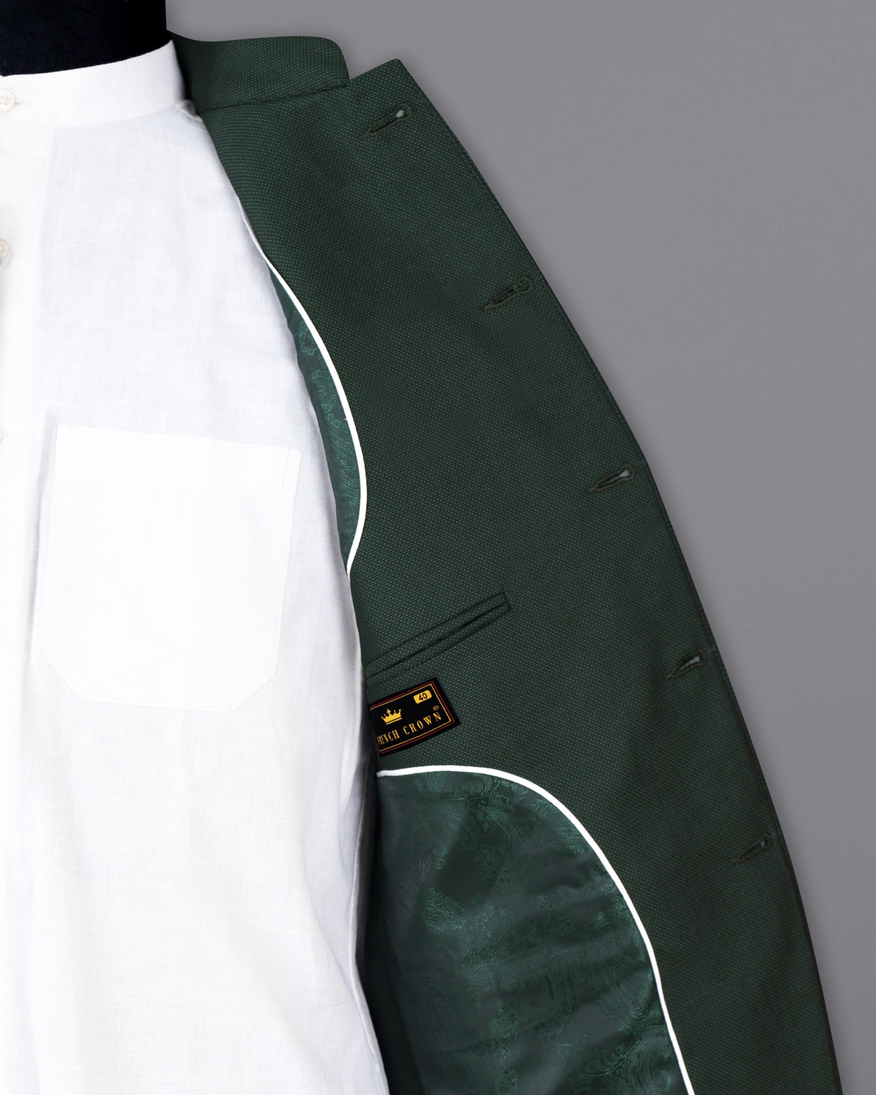 Heavy Metal Green Wool Rich Bandhgala Blazer BL1397-BG-36, BL1397-BG-38, BL1397-BG-40, BL1397-BG-42, BL1397-BG-44, BL1397-BG-46, BL1397-BG-48, BL1397-BG-50, BL1397-BG-52, BL1397-BG-54, BL1397-BG-56, BL1397-BG-58, BL1397-BG-60