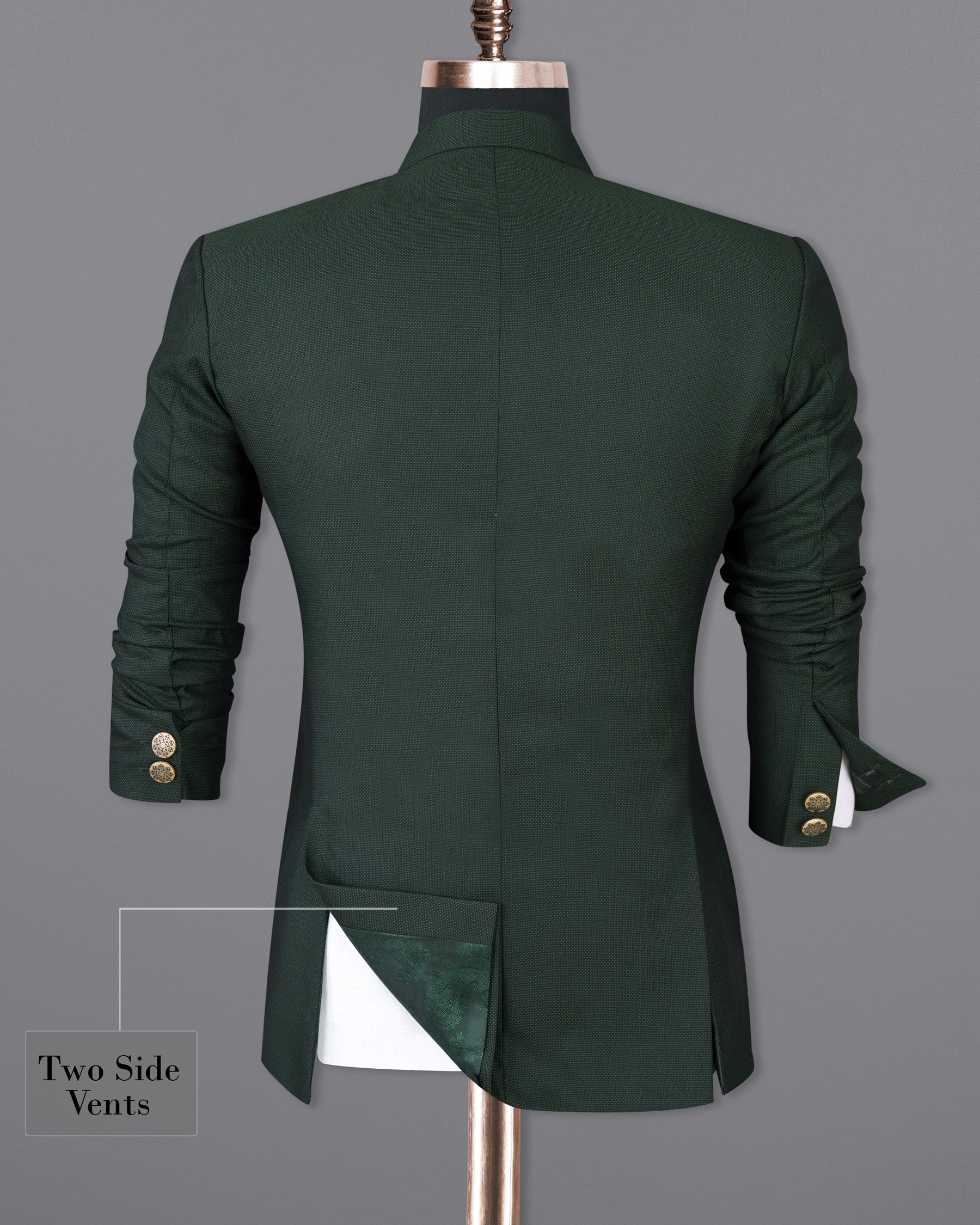 Heavy Metal Green Wool Rich Bandhgala Blazer BL1397-BG-36, BL1397-BG-38, BL1397-BG-40, BL1397-BG-42, BL1397-BG-44, BL1397-BG-46, BL1397-BG-48, BL1397-BG-50, BL1397-BG-52, BL1397-BG-54, BL1397-BG-56, BL1397-BG-58, BL1397-BG-60