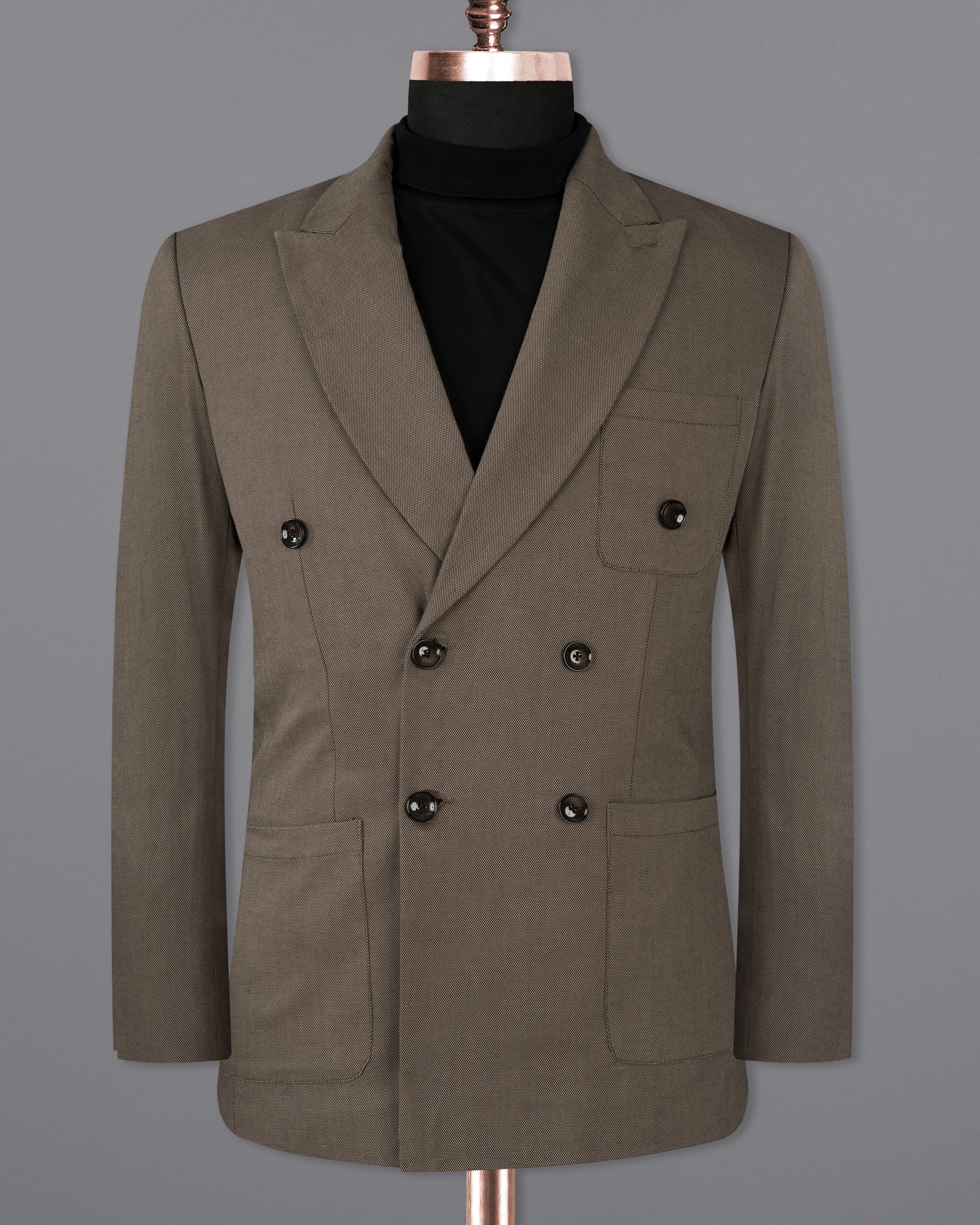 Stonewall with Zeus Brown Textured Double Breasted Premium Wool