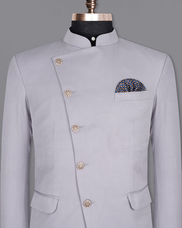 French Gray Cross Buttoned Bandhgala Wool rich Blazer BL1410-CBG-36, BL1410-CBG-38, BL1410-CBG-40, BL1410-CBG-42, BL1410-CBG-44, BL1410-CBG-46, BL1410-CBG-48, BL1410-CBG-50, BL1410-CBG-52, BL1410-CBG-54, BL1410-CBG-56, BL1410-CBG-58, BL1410-CBG-60