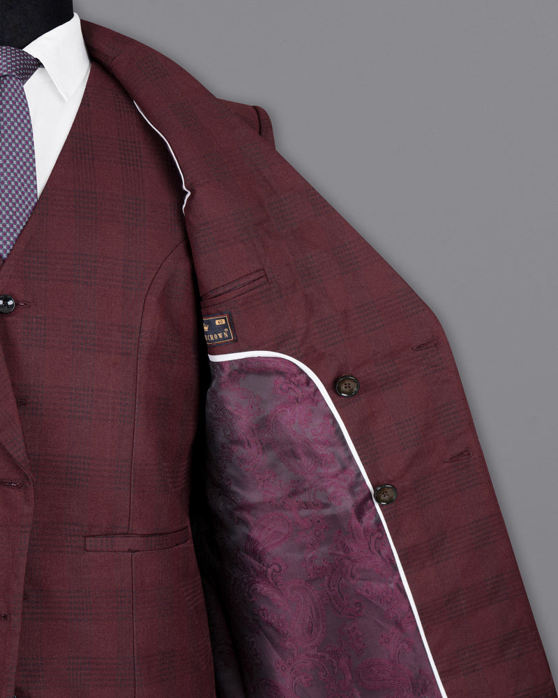 Buccaneer Burgundy Plaid Double Breasted Wool Rich Blazer