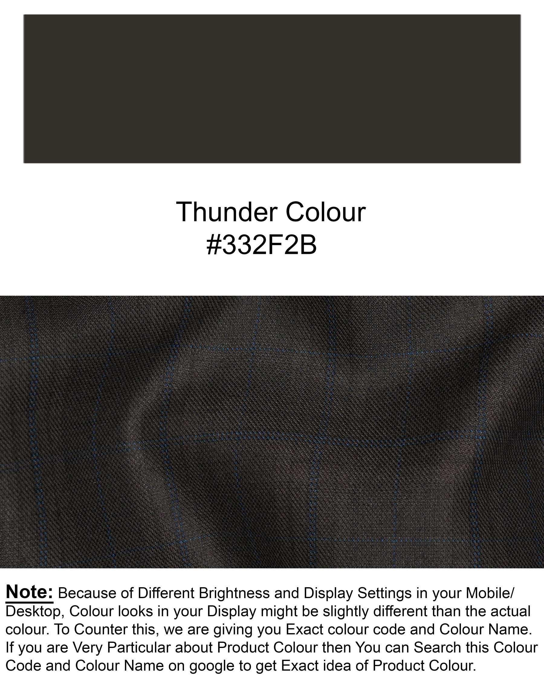 Thunder brown Plaid Cross Placket Bandhgala Wool Rich Blazer