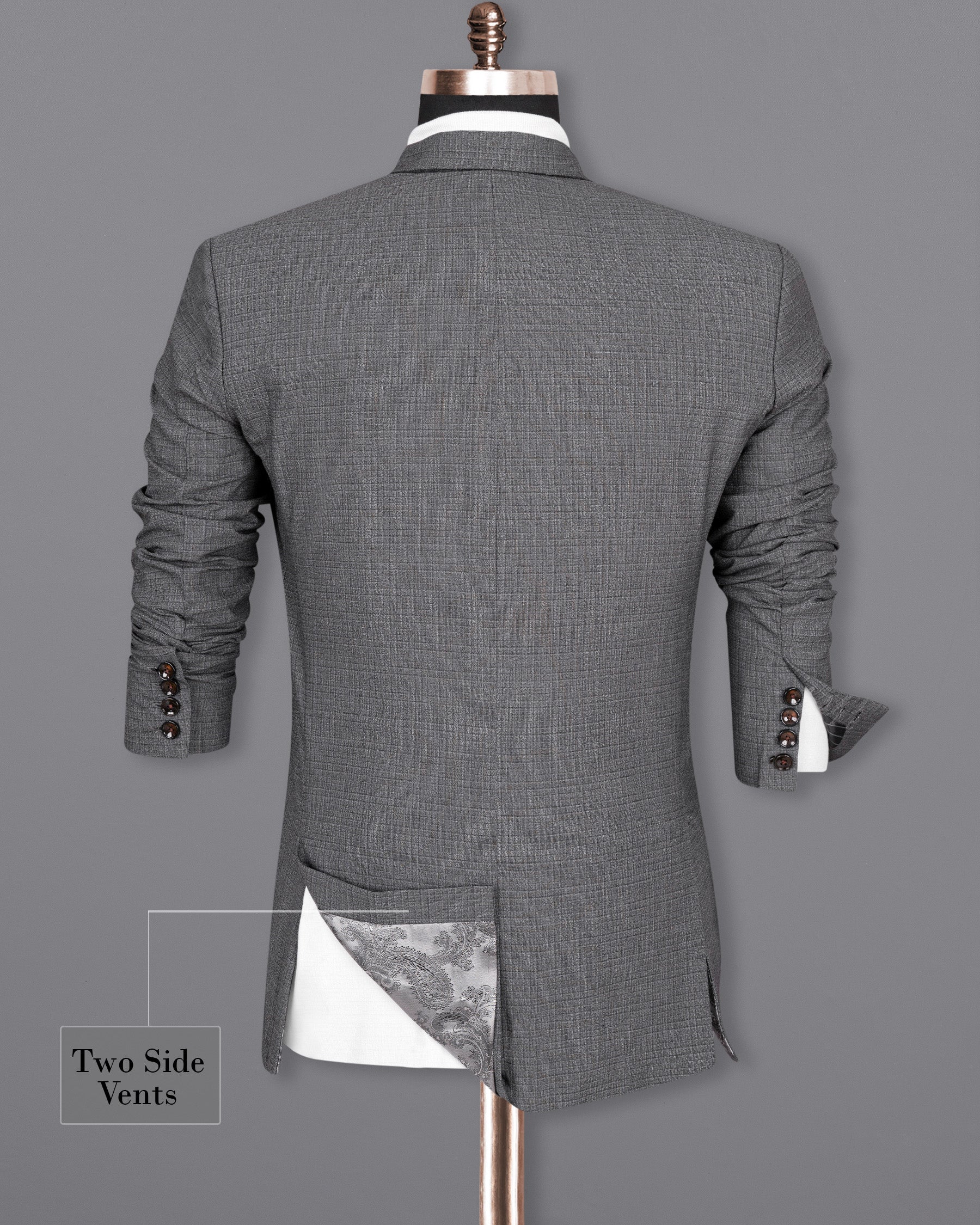 Fuscous Gray Chequered Double Breasted Wool Rich Sports Blazer BL1448-DB-PP-36,BL1448-DB-PP-38,BL1448-DB-PP-40,BL1448-DB-PP-42,BL1448-DB-PP-44,BL1448-DB-PP-46,BL1448-DB-PP-48,BL1448-DB-PP-50,BL1448-DB-PP-52,BL1448-DB-PP-54,BL1448-DB-PP-56,BL1448-DB-PP-58,BL1448-DB-PP-60