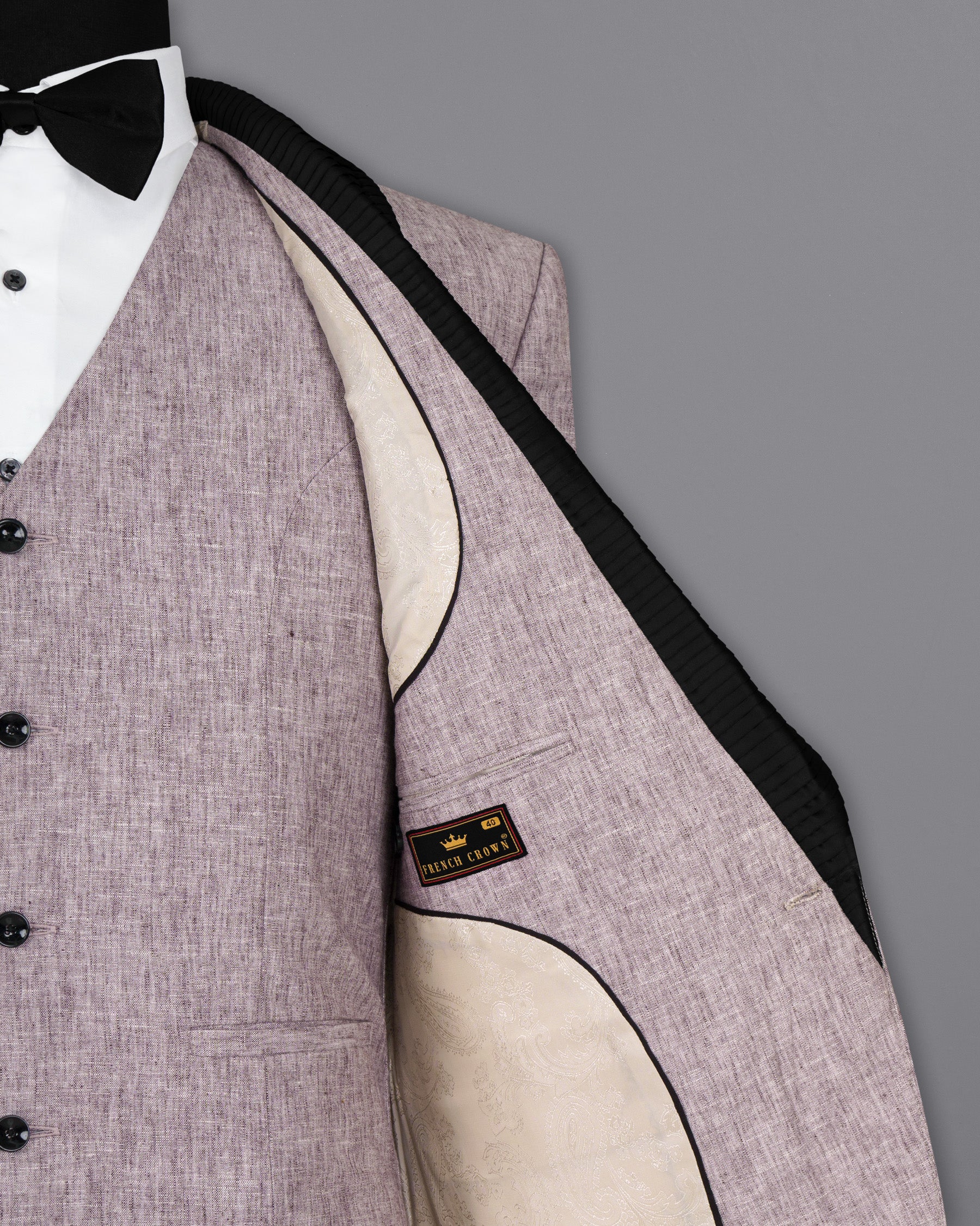 Bouquet Purple Luxurious Linen Tuxedo Blazer BL1474-BKL-36,BL1474-BKL-38,BL1474-BKL-40,BL1474-BKL-42,BL1474-BKL-44,BL1474-BKL-46,BL1474-BKL-48,BL1474-BKL-50,BL1474-BKL-52,BL1474-BKL-54,BL1474-BKL-56,BL1474-BKL-58,BL1474-BKL-60