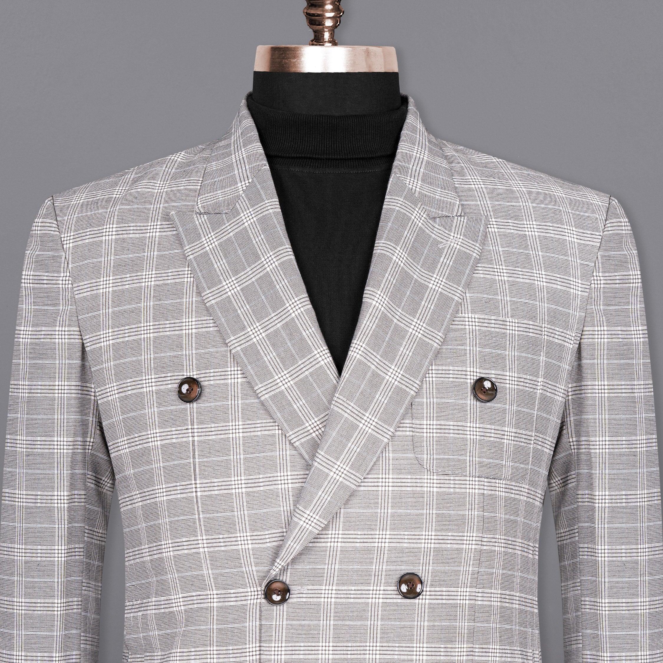 Mercury Grey Plaid Woolrich Double-Breasted Blazer BL1478-D22-36,BL1478-DB-PP-38,BL1478-DB-PP-40,BL1478-DB-PP-42,BL1478-DB-PP-44,BL1478-DB-PP-46,BL1478-DB-PP-48,BL1478-DB-PP-50,BL1478-DB-PP-52,BL1478-DB-PP-54,BL1478-DB-PP-56,BL1478-DB-PP-58,BL1478-DB-PP-60