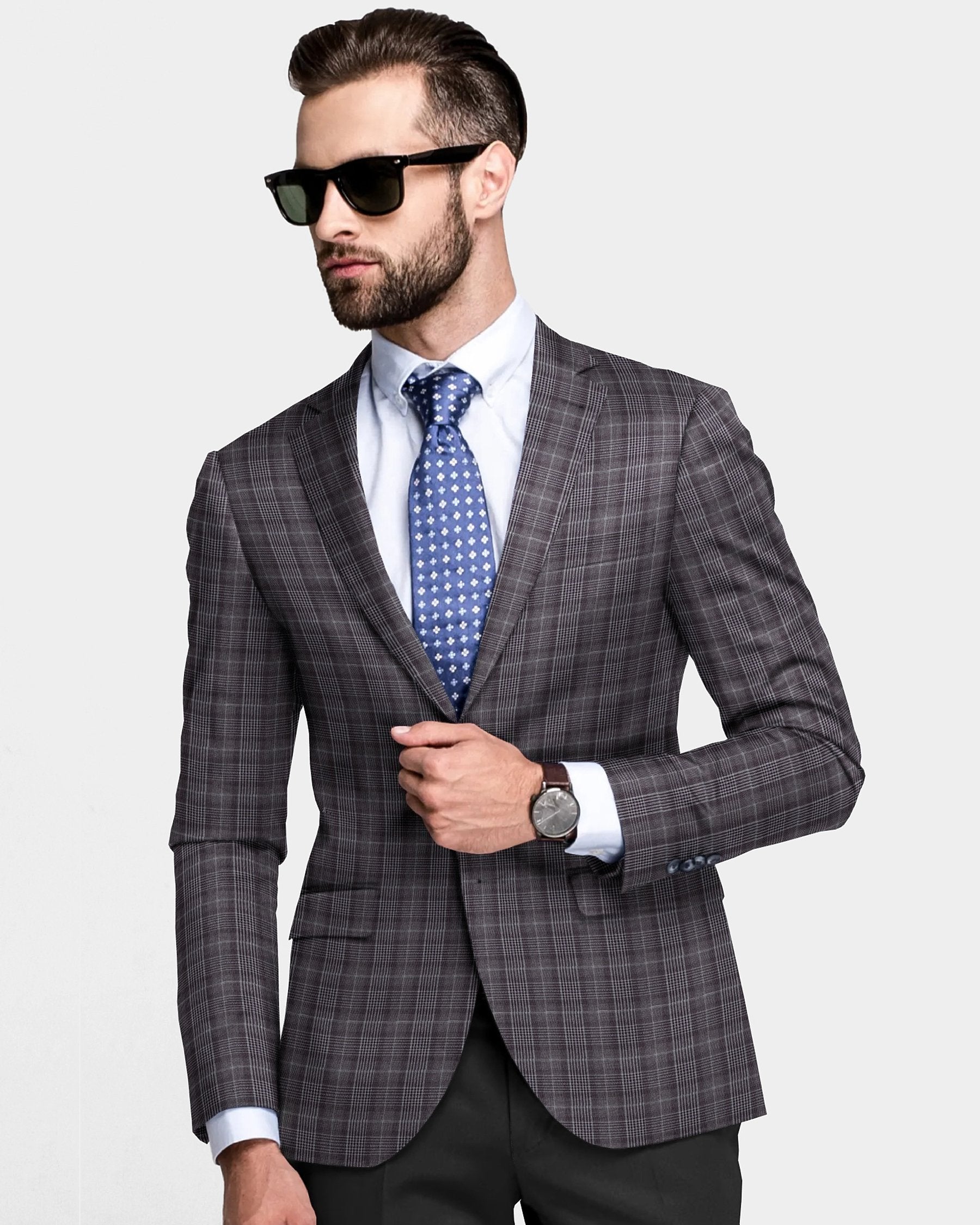 Porpoise Grey Plaid Blazer