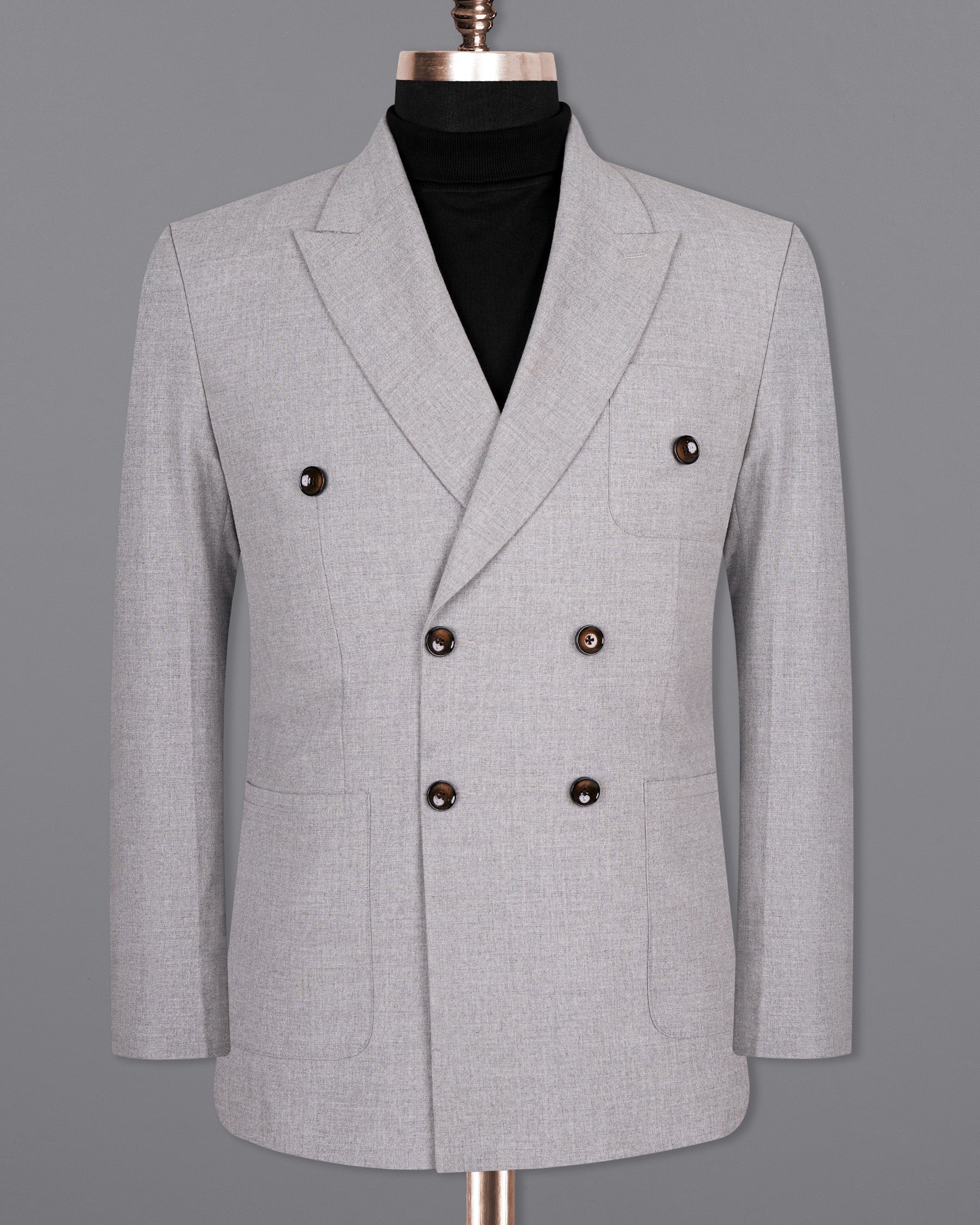 French Gray Double-Breasted Wool Rich Sport Blazer BL1495-DB-PP-36, BL1495-DB-PP-38, BL1495-DB-PP-40, BL1495-DB-PP-42, BL1495-DB-PP-44, BL1495-DB-PP-46, BL1495-DB-PP-48, BL1495-DB-PP-50, BL1495-DB-PP-52, BL1495-DB-PP-54, BL1495-DB-PP-56, BL1495-DB-PP-58, BL1495-DB-PP-60