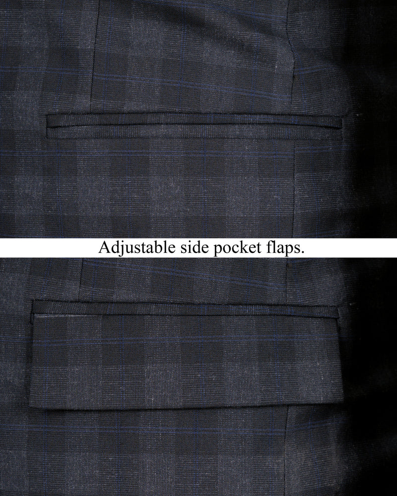 Bastille Grey Plaid Wool Rich Cross Buttoned Bandhgala Blazer BL1498-CBG2-36, BL1498-CBG2-38, BL1498-CBG2-40, BL1498-CBG2-42, BL1498-CBG2-44, BL1498-CBG2-46, BL1498-CBG2-48, BL1498-CBG2-50, BL1498-CBG2-52, BL1498-CBG2-54, BL1498-CBG2-56, BL1498-CBG2-58, BL1498-CBG2-60