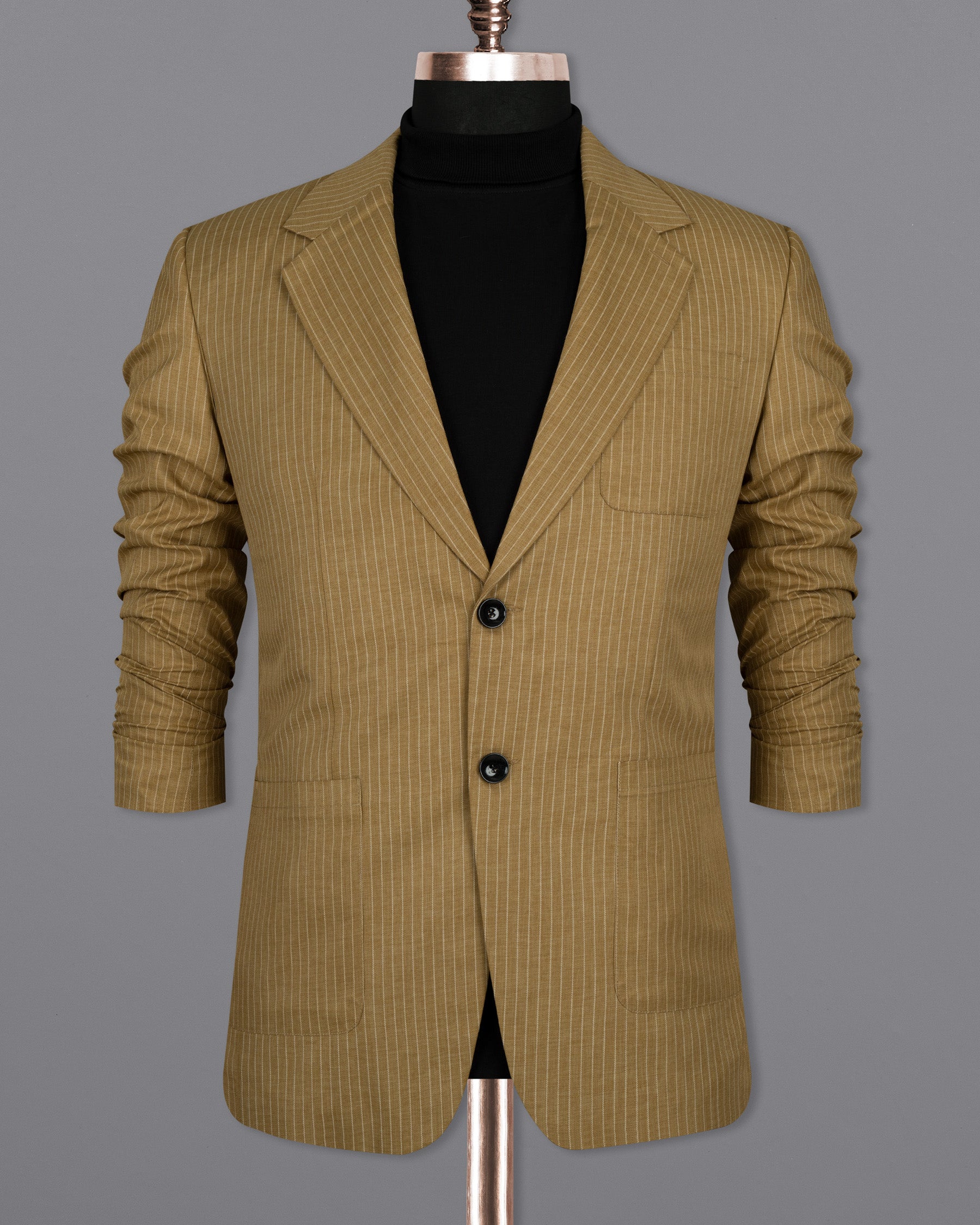 Muesli Brown Striped Wool Rich Sports Blazer