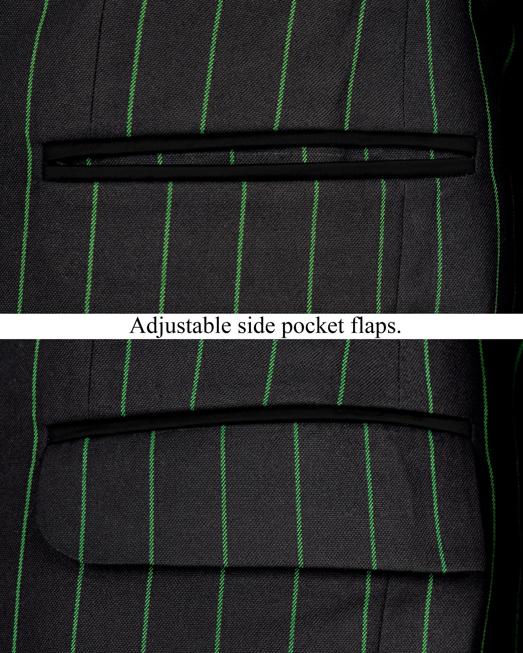 Jade Black Striped Woolrich Tuxedo Blazer