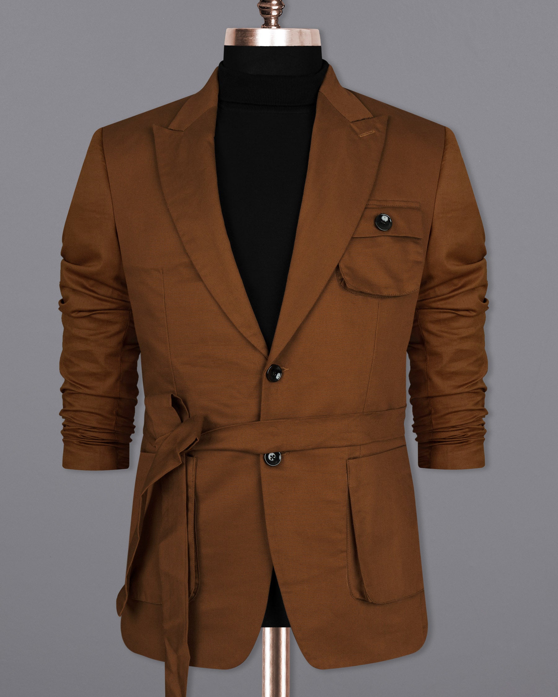 Russet Brown Premium Cotton Belt closure Sports Blazer